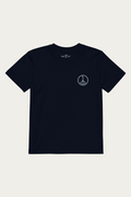 Kids Tee, Navy by Andre Blunt, shown on a Cloud White ground