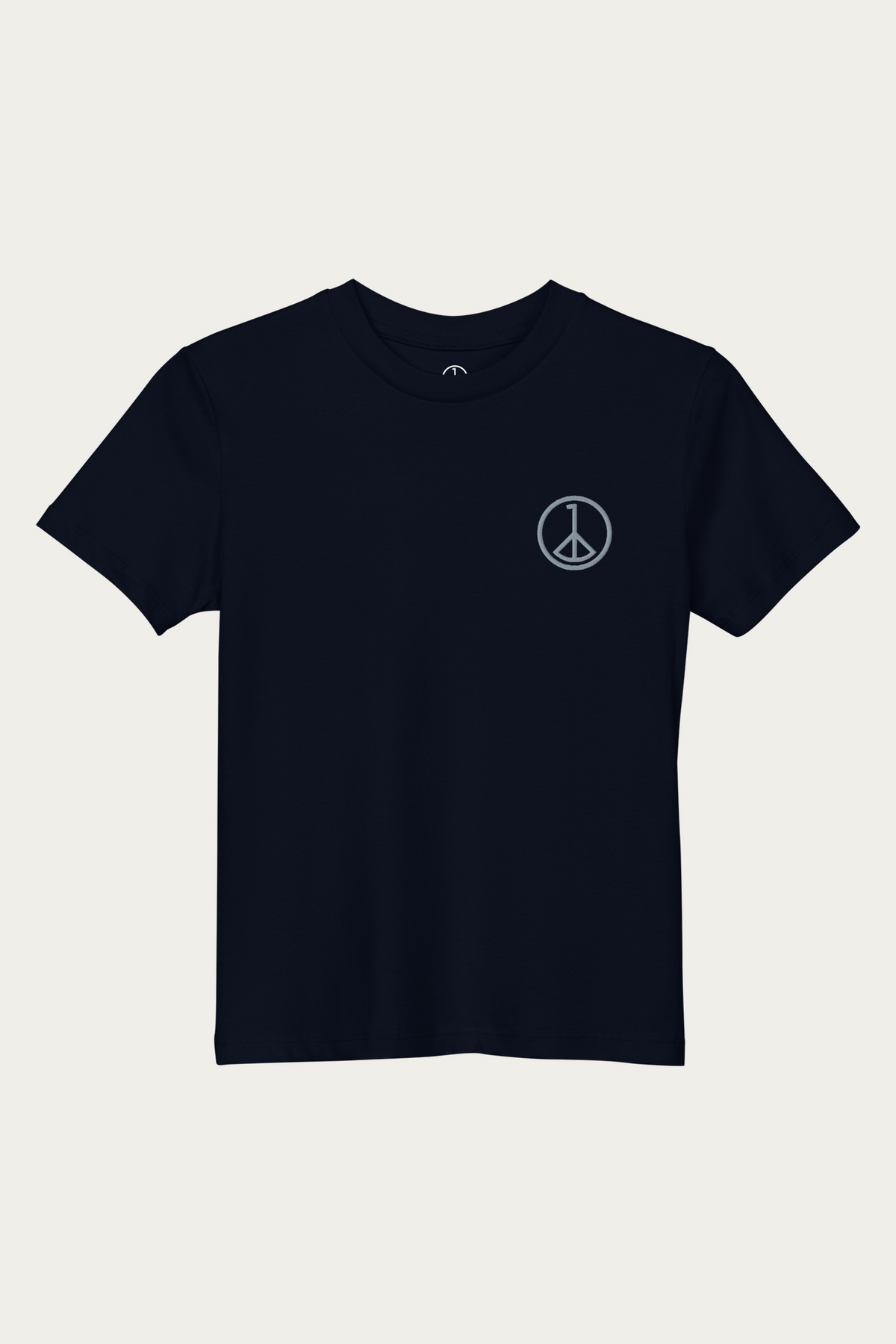 Kids Tee, Navy by Andre Blunt, shown on a Cloud White ground