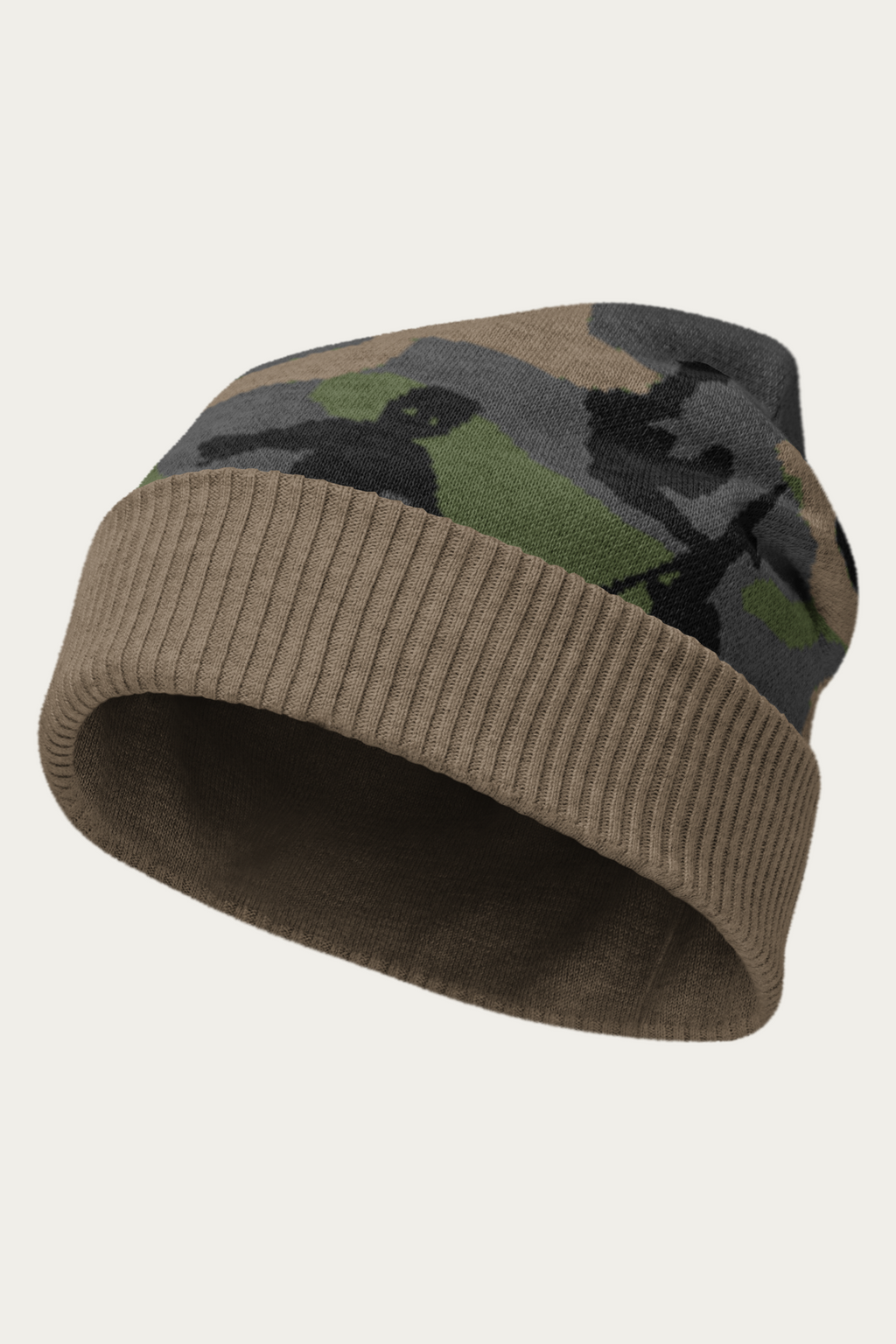 Knitted Beanie, Peanut Camo, front