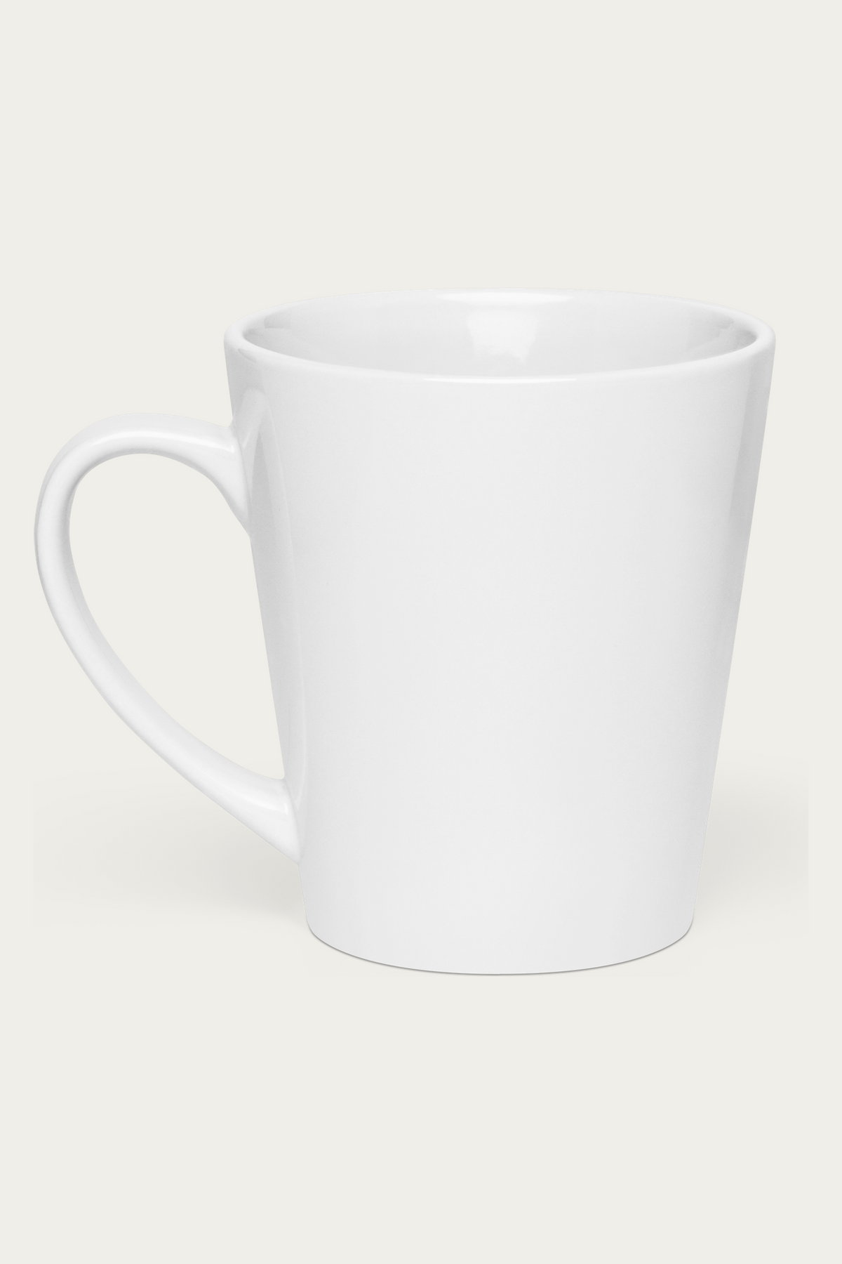 Latte Mug by Andre Blunt, from the left, on a Cloud White ground