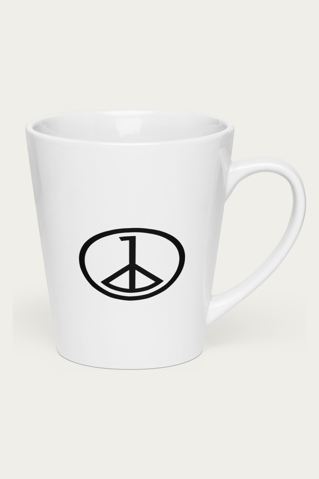 Latte Mug by Andre Blunt, from the right, on a Cloud White ground