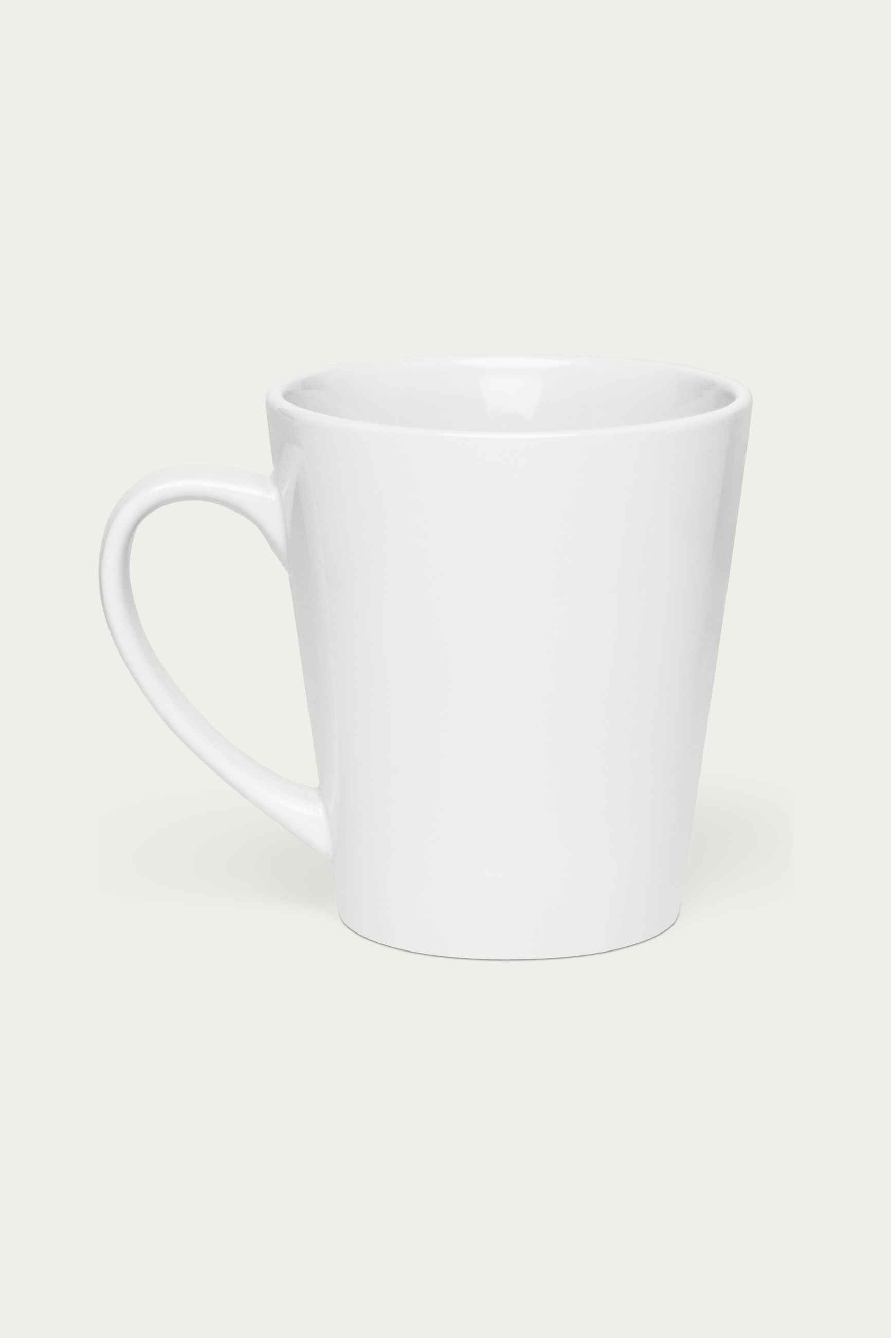 Latte Mug by Andre Blunt, from the left, on a Cloud White ground