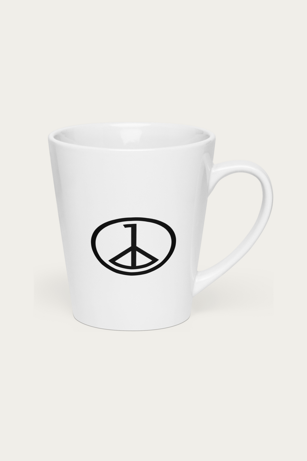 Latte Mug by Andre Blunt, from the right, on a Cloud White ground
