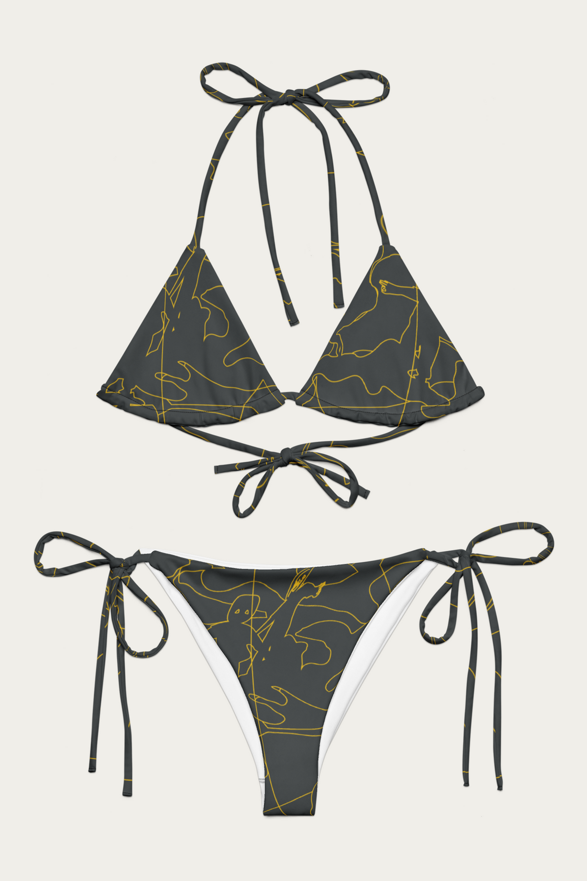 Andre Blunt Line Art string bikini in gold, front