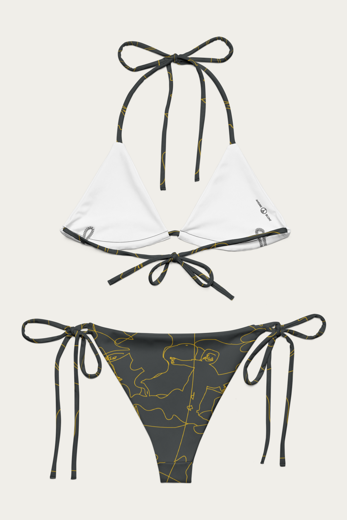 Andre Blunt Line Art string bikini in gold, back