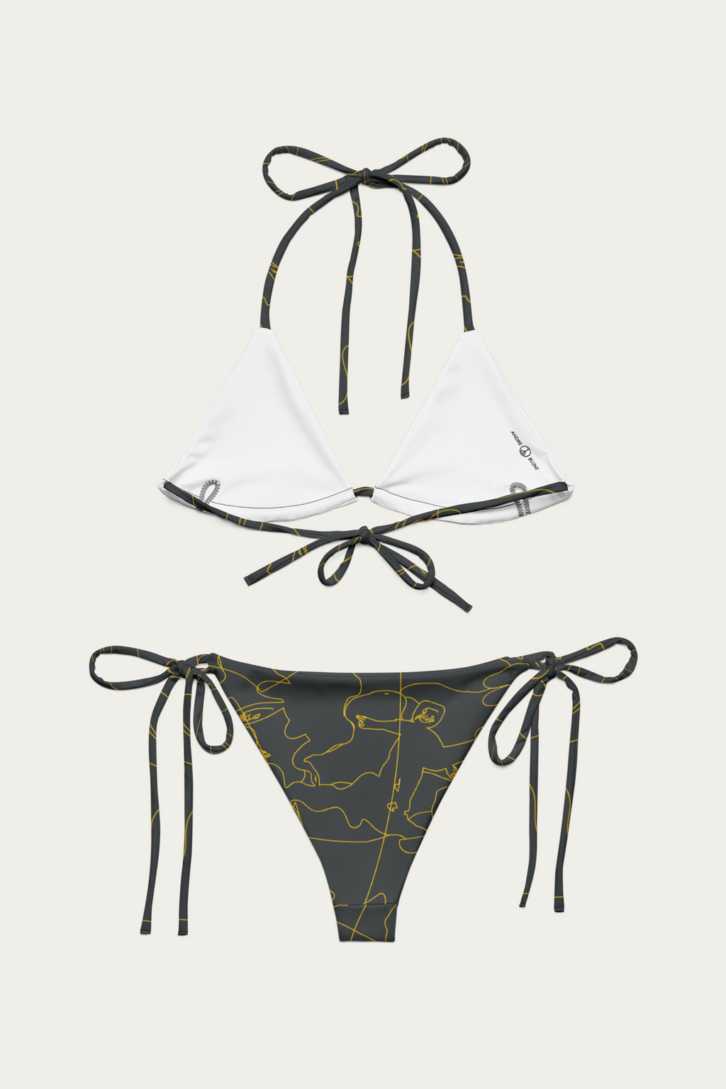 Andre Blunt Line Art string bikini in gold, back