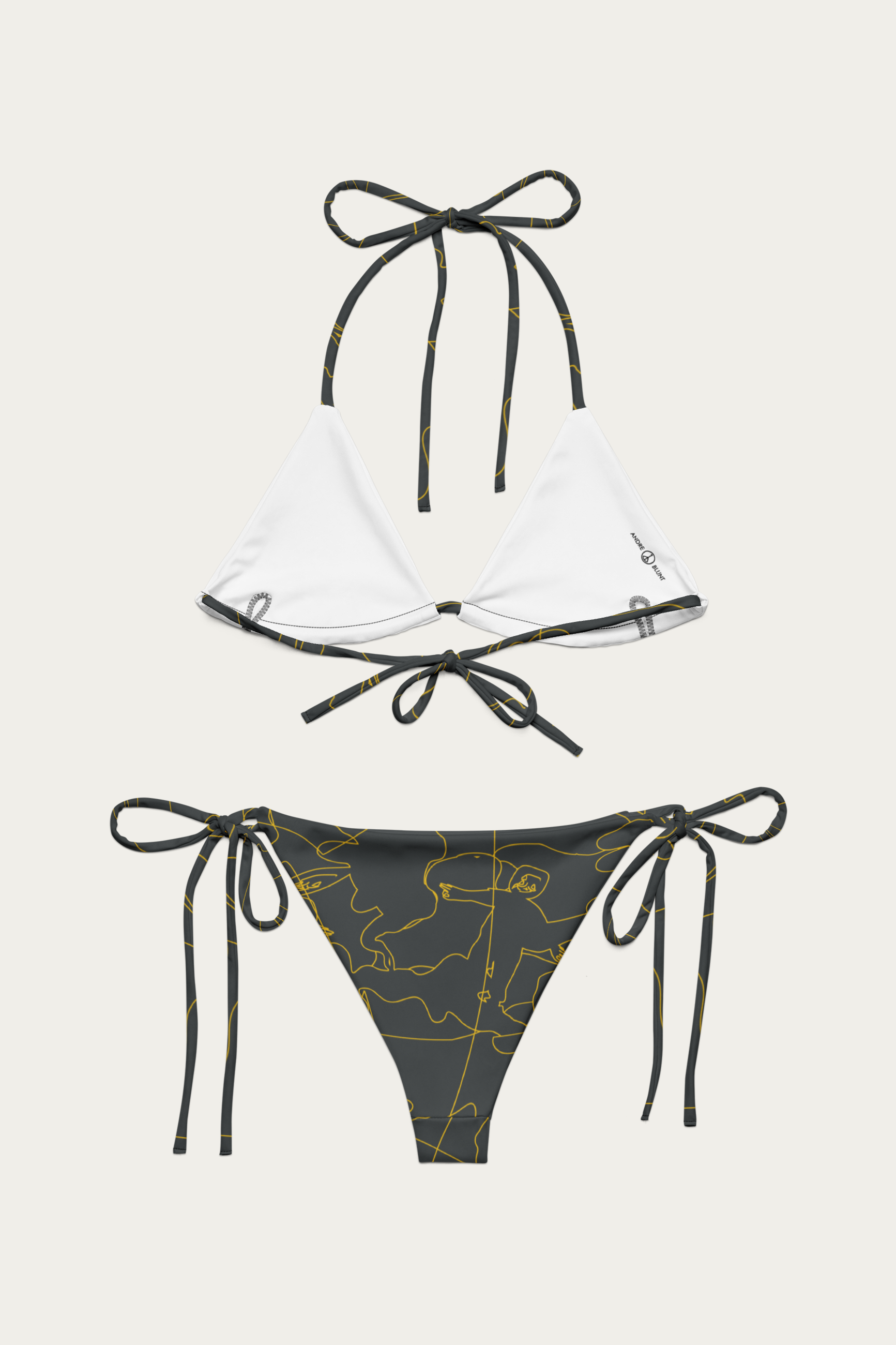 Andre Blunt Line Art string bikini in gold, back