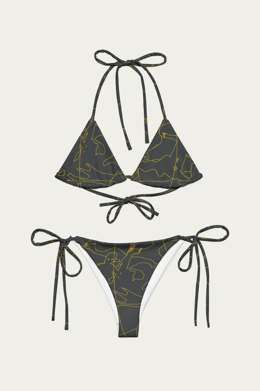 Andre Blunt Line Art string bikini in gold, front