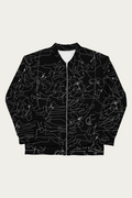 Line Art Bomber Jacket, Black by Andre Blunt, shown on a Cloud White ground