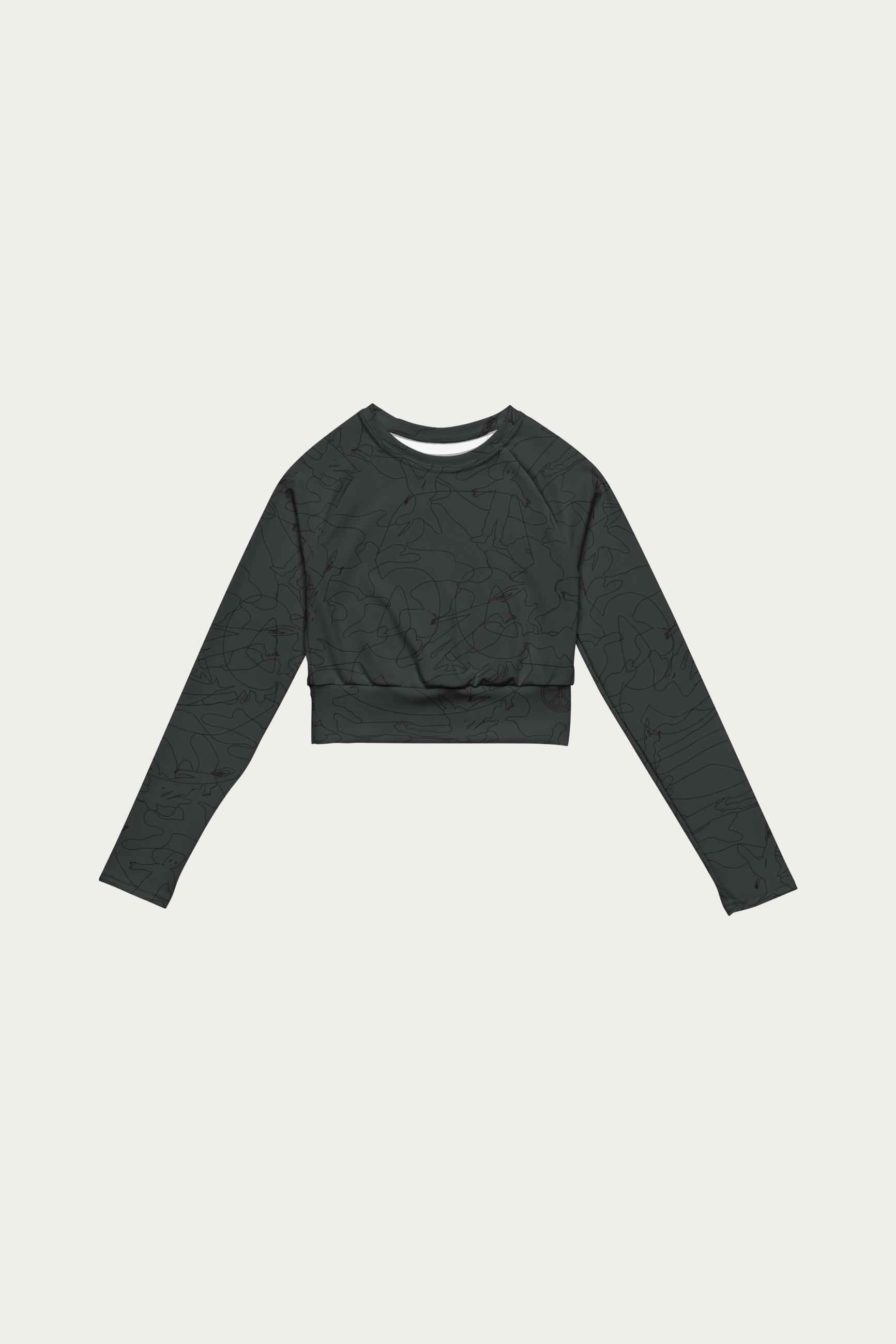 Line Art Cropped Long-Sleeve, Black by Andre Blunt, shown on a Cloud White ground