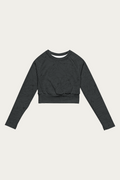Line Art Cropped Long-Sleeve, Black by Andre Blunt, shown on a Cloud White ground
