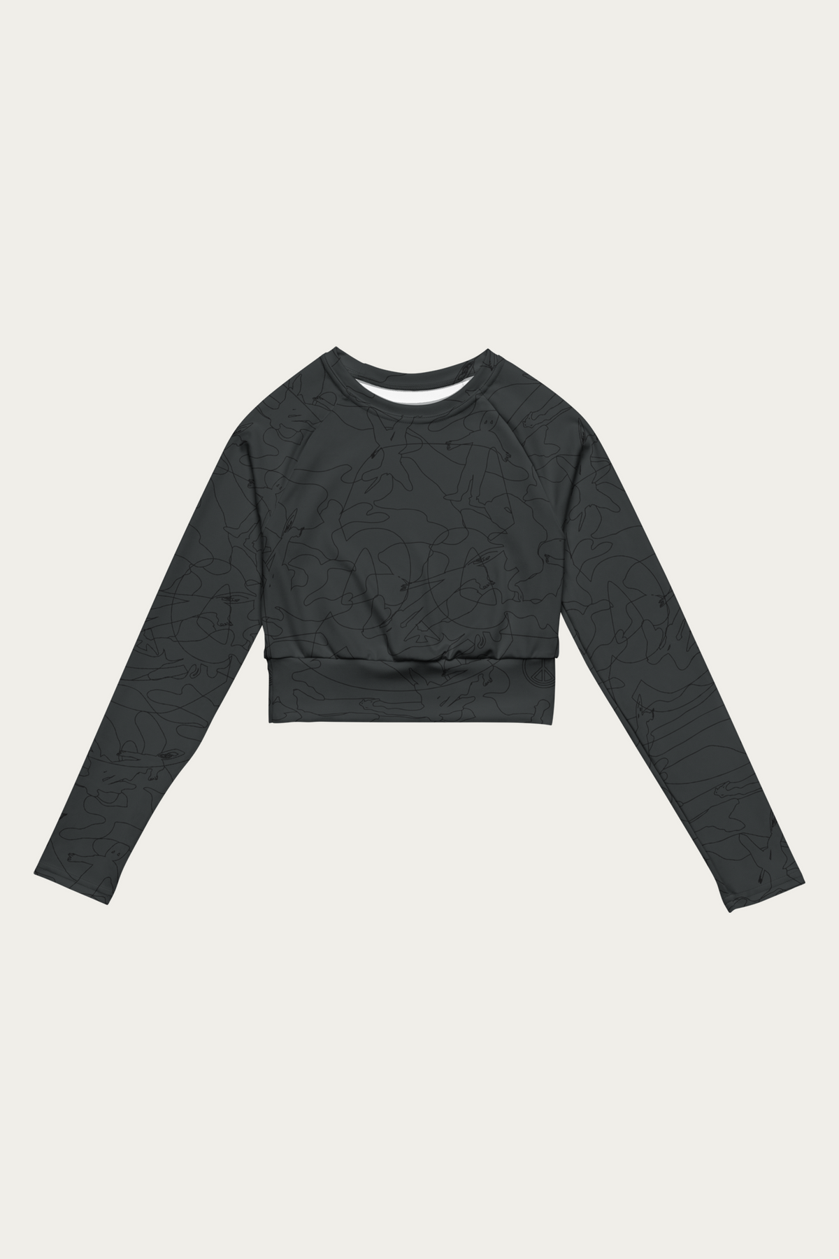 Line Art Cropped Long-Sleeve, Black by Andre Blunt, shown on a Cloud White ground
