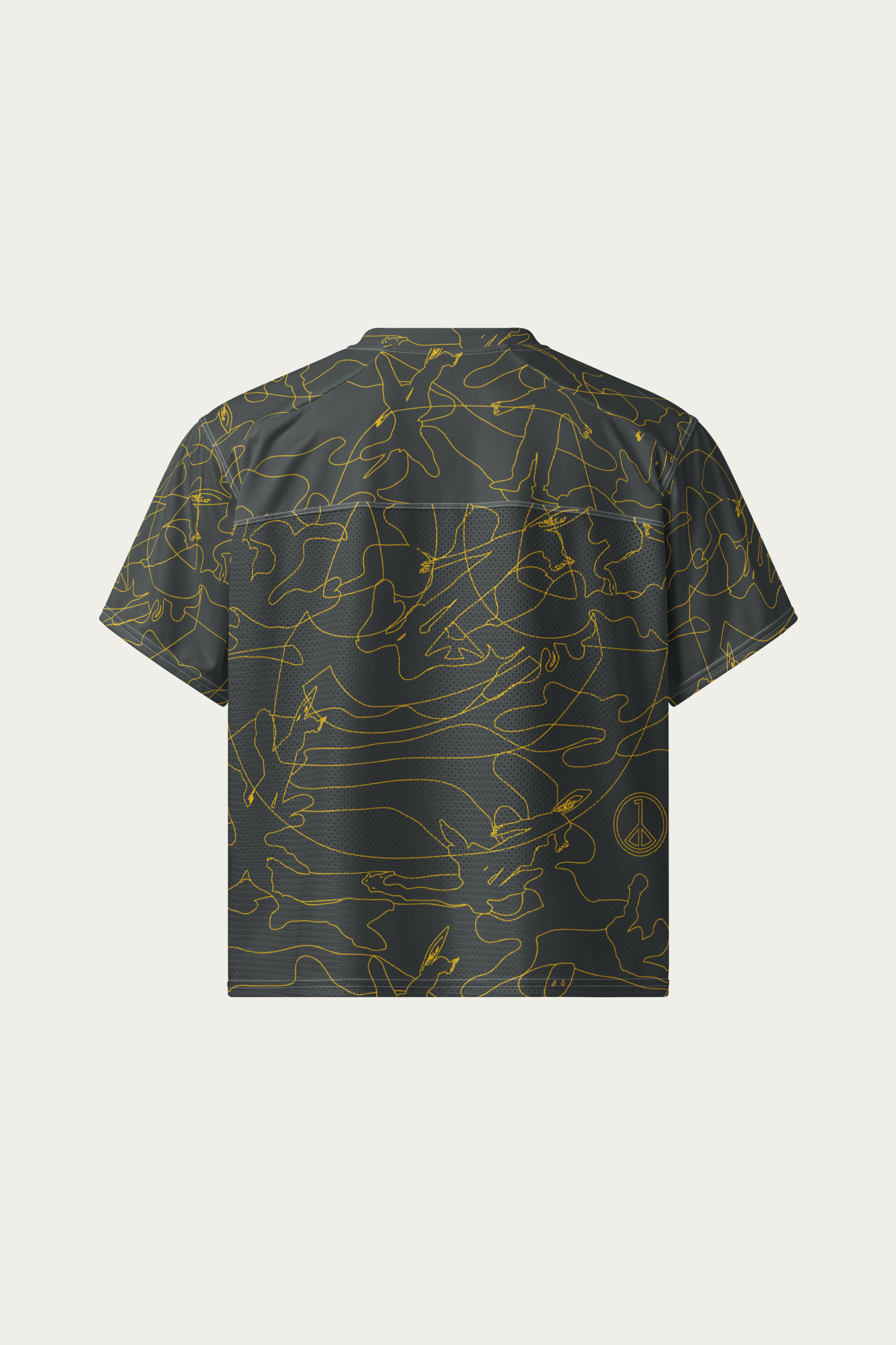 Line Art Football Jersey, Olive by Andre Blunt, from the back, on a Cloud White ground