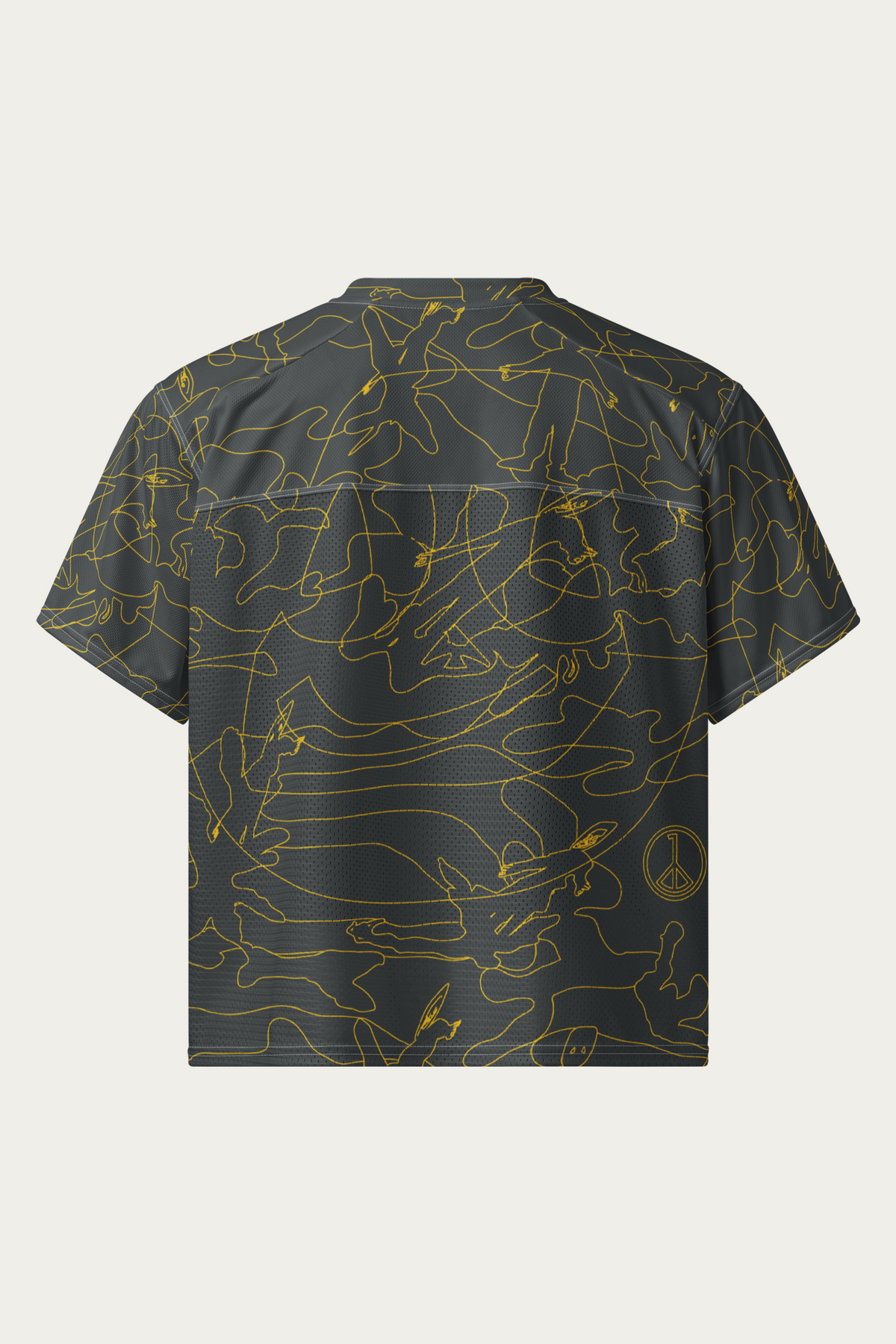 Line Art Football Jersey, Olive by Andre Blunt, from the back, on a Cloud White ground