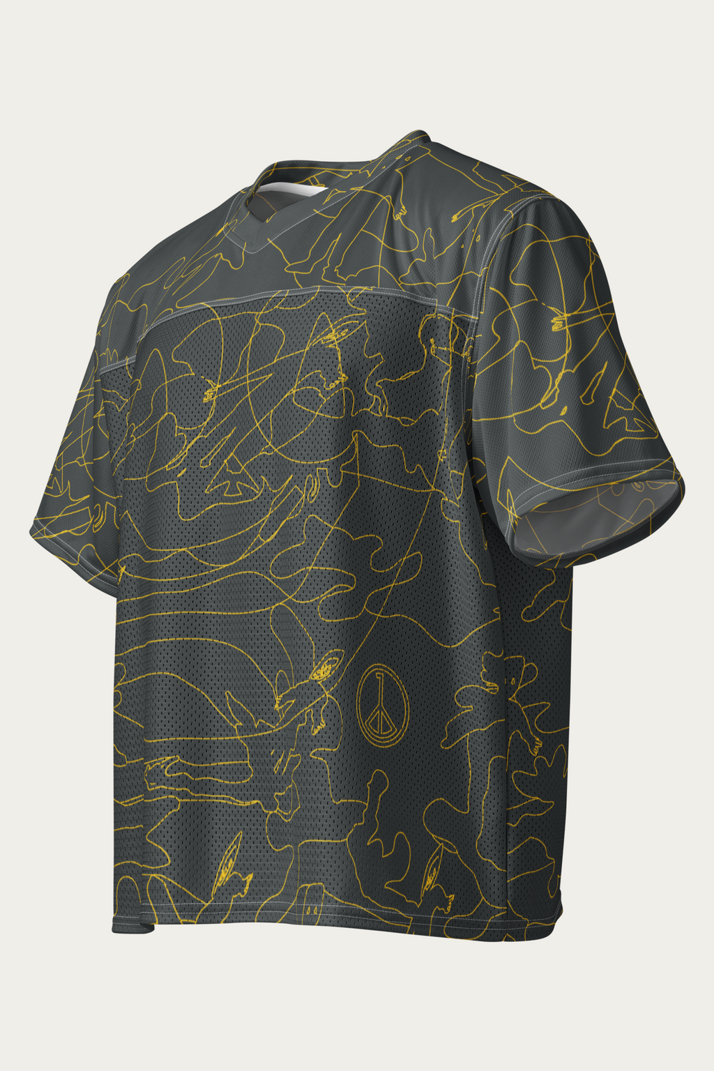 Line Art Football Jersey, Olive by Andre Blunt, from the left, on a Cloud White ground