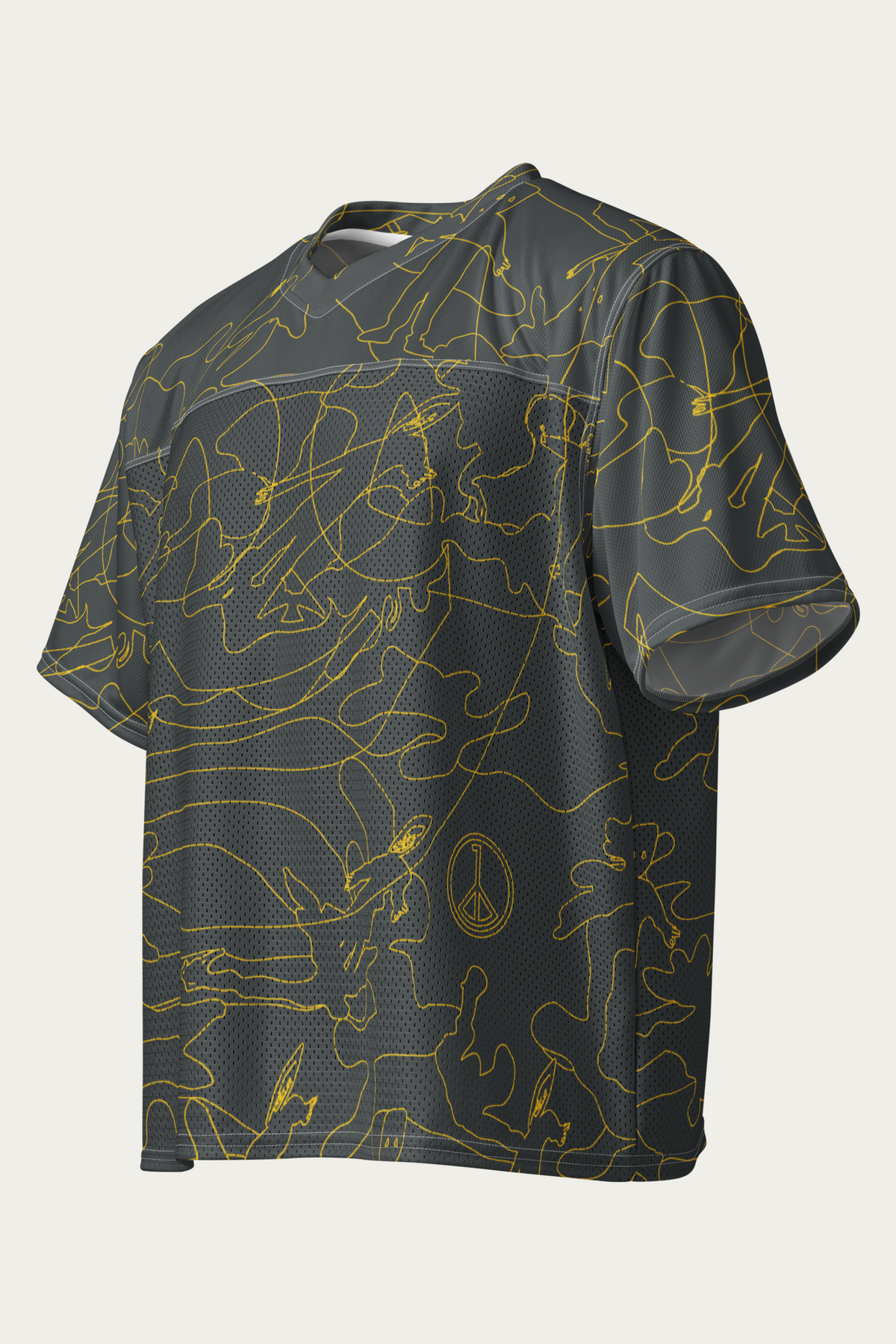 Line Art Football Jersey, Olive by Andre Blunt, from the left, on a Cloud White ground