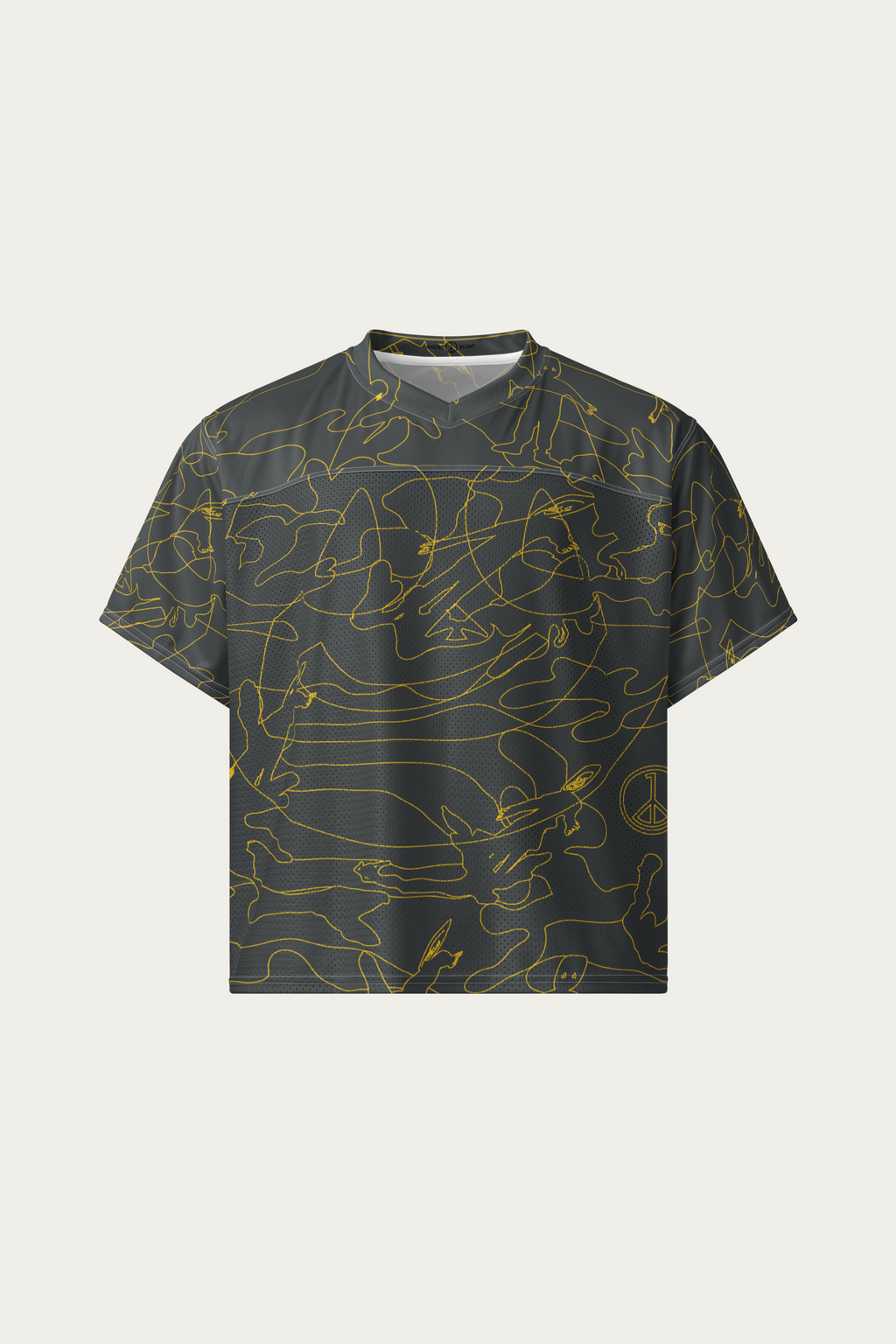 Line Art Football Jersey, Olive by Andre Blunt, shown on a Cloud White ground