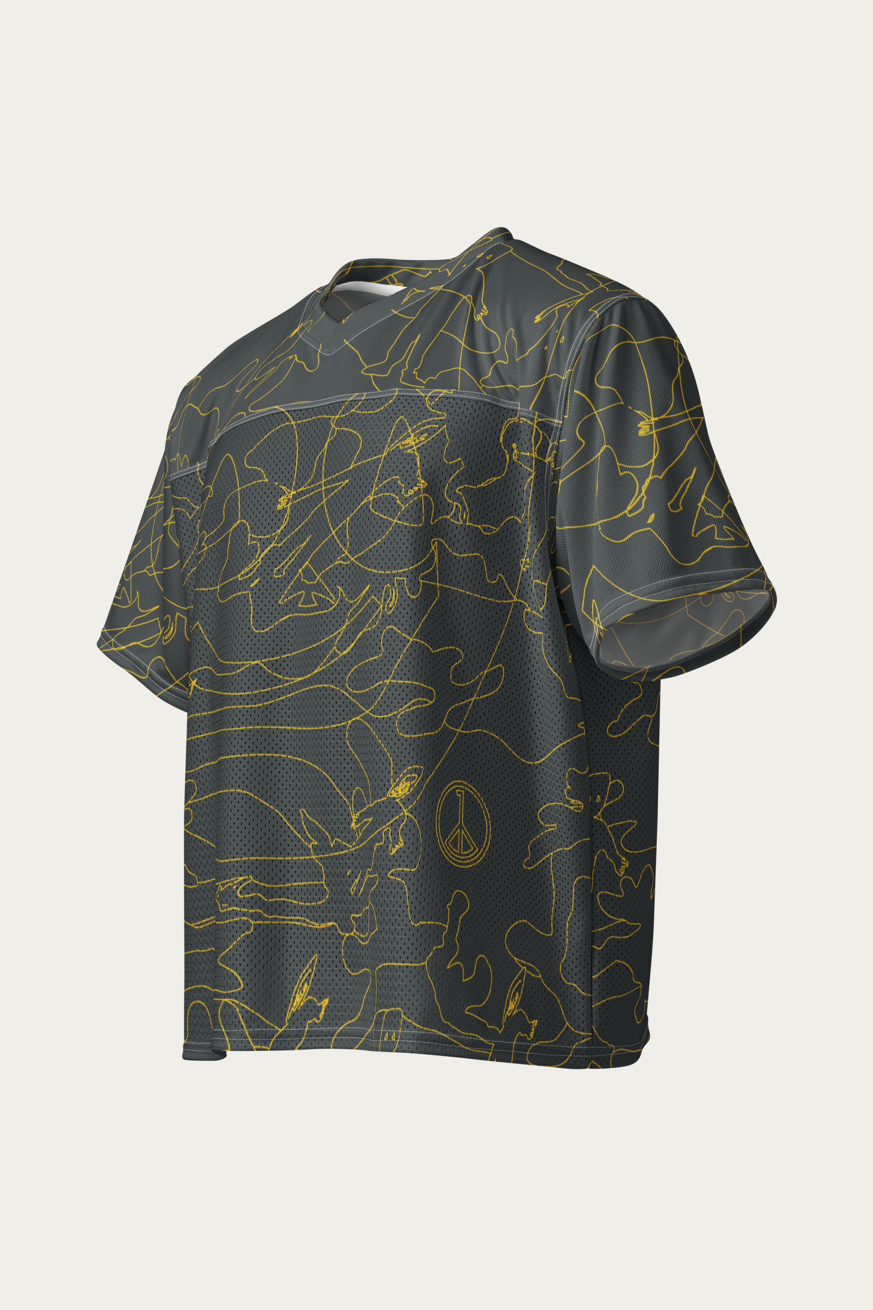 Line Art Football Jersey, Olive by Andre Blunt, from the left, on a Cloud White ground
