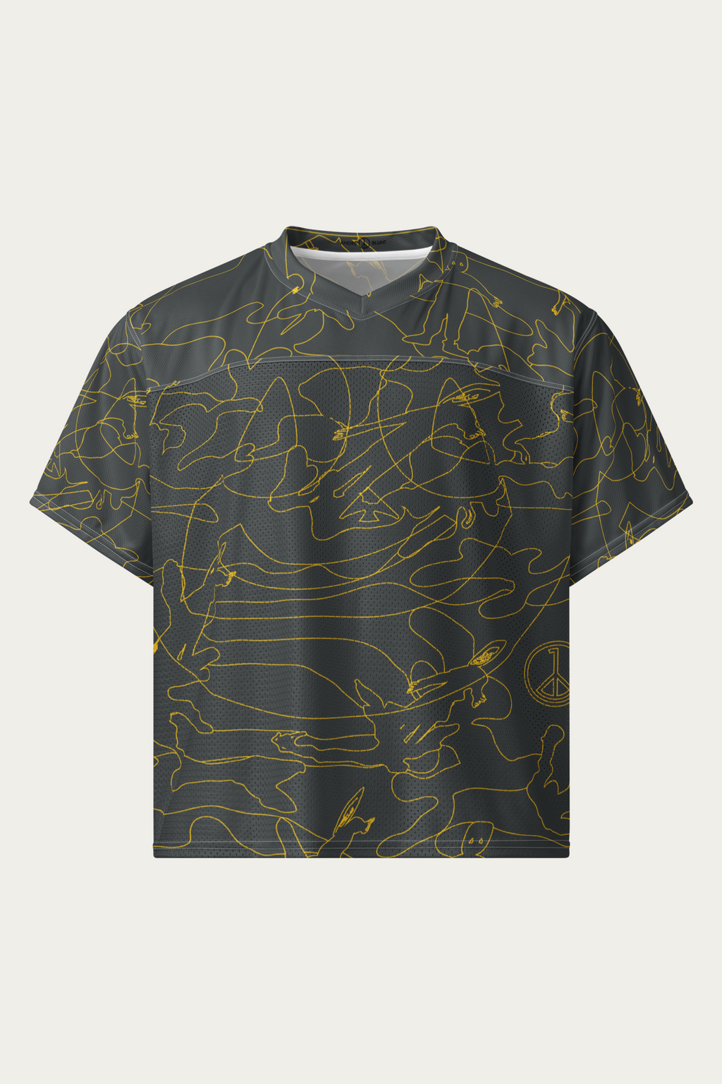 Line Art Football Jersey, Olive by Andre Blunt, shown on a Cloud White ground