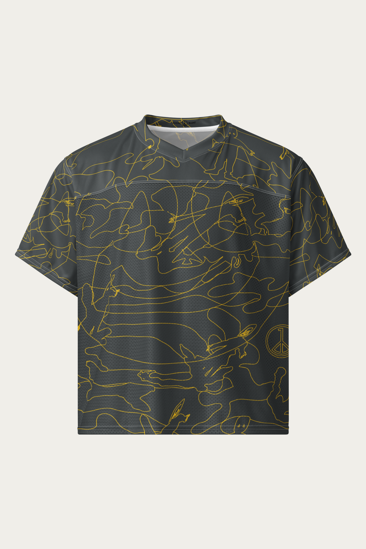 Line Art Football Jersey, Olive by Andre Blunt, shown on a Cloud White ground
