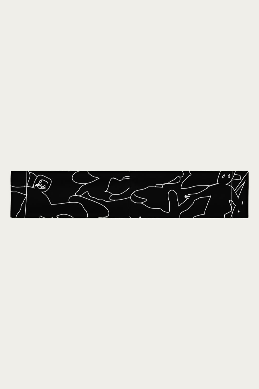 Andre Blunt line-art headband, back, on a Cloud White ground