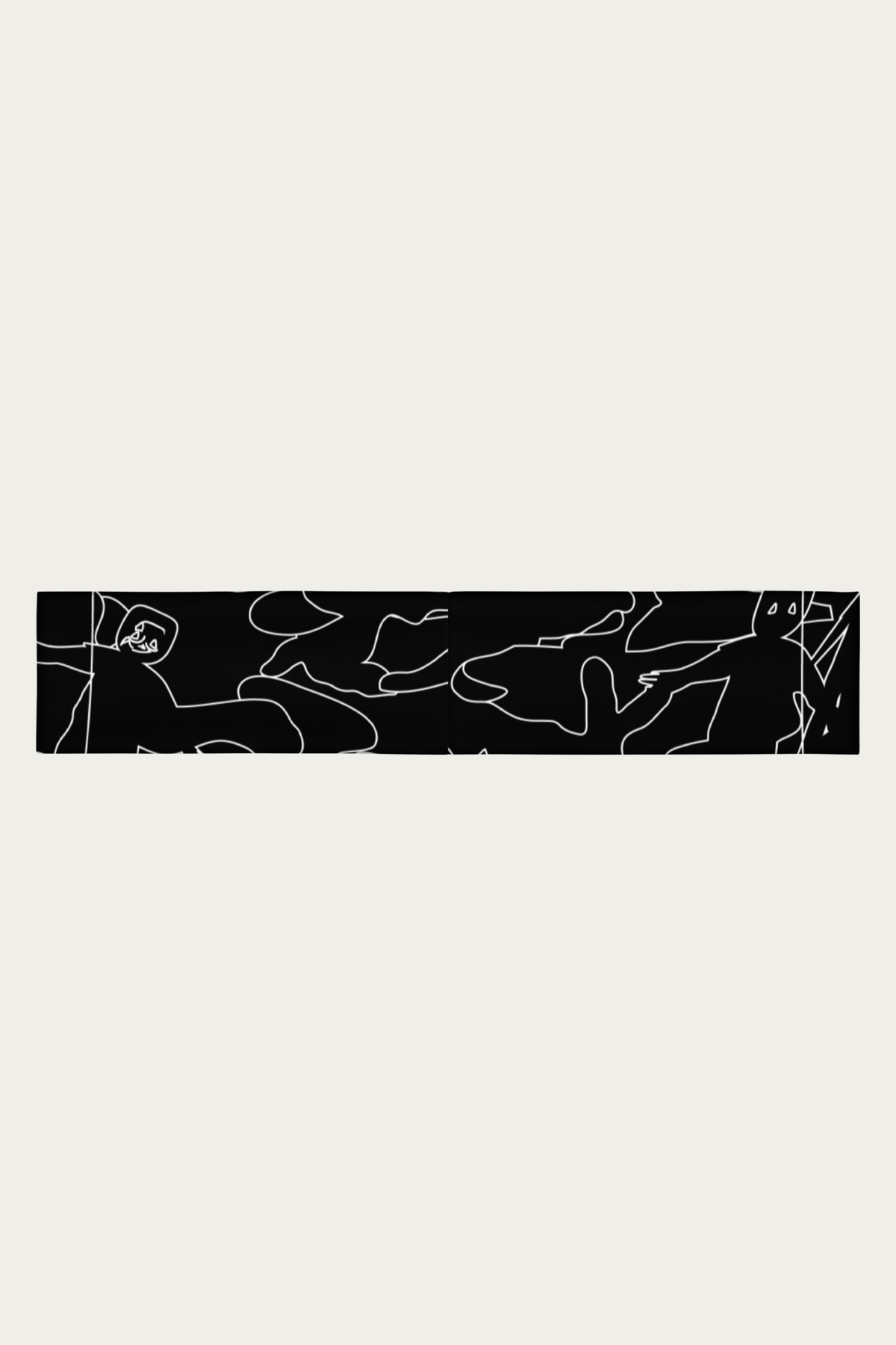 Andre Blunt line-art headband, back, on a Cloud White ground