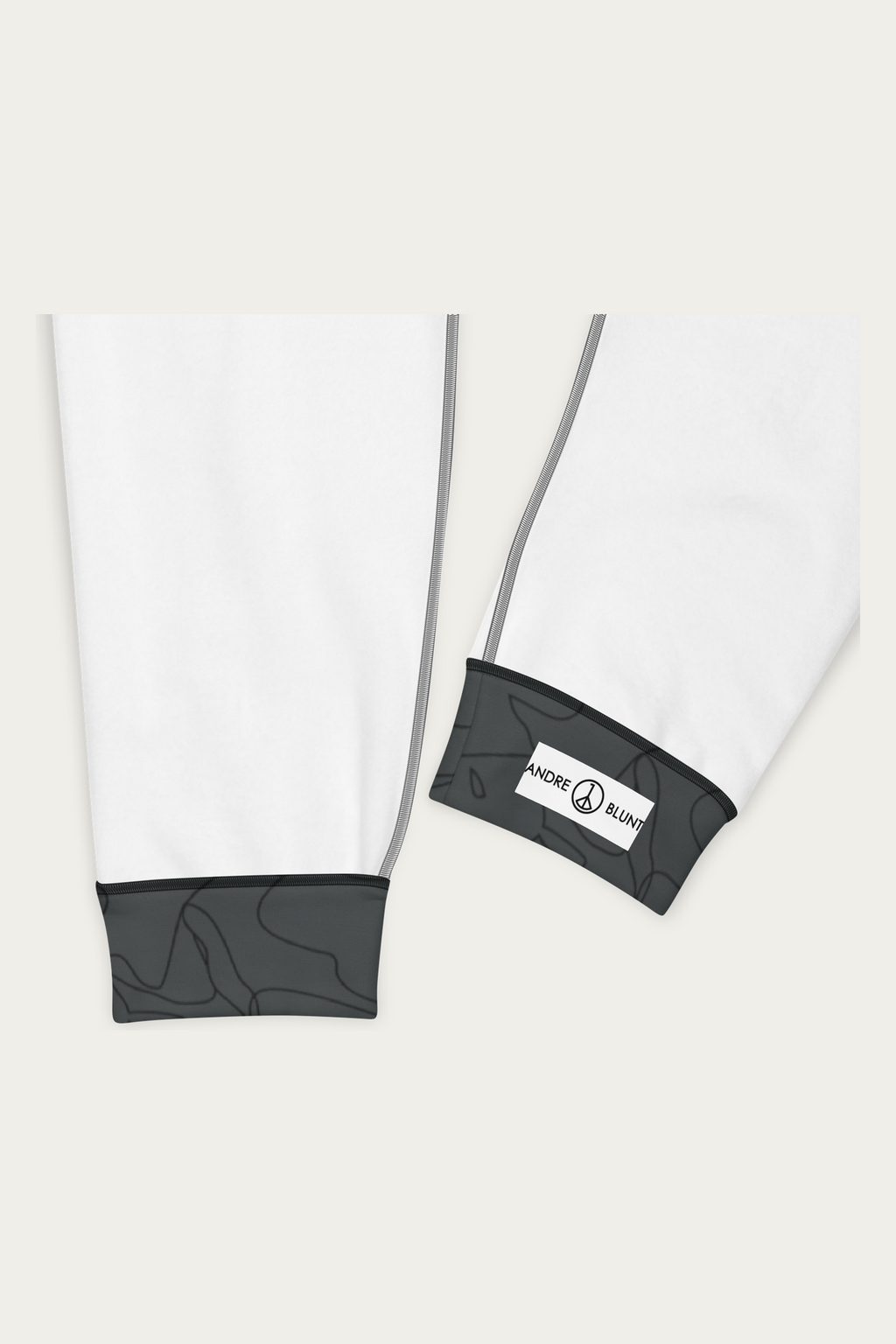 Line Art Joggers, Charcoal by Andre Blunt, detail, on a Cloud White ground