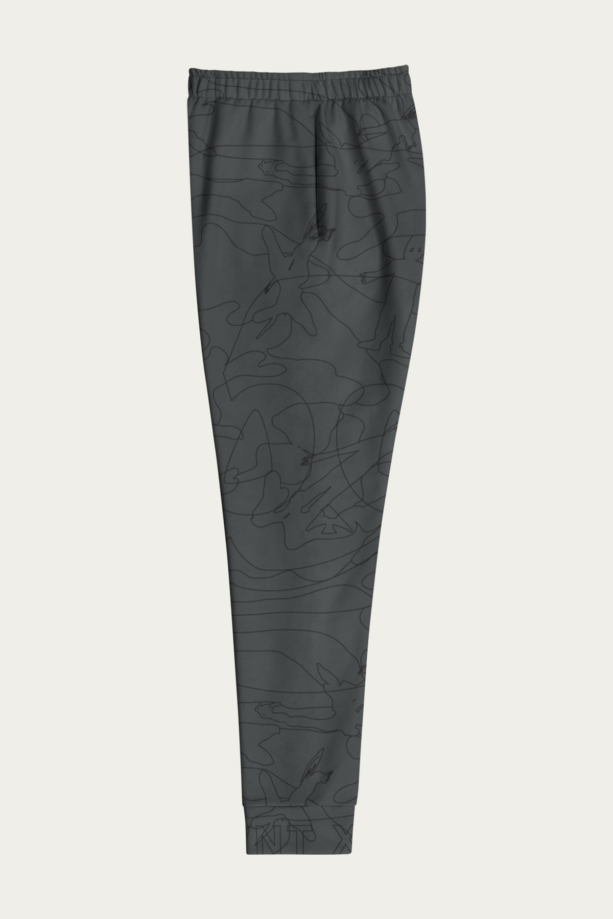 Line Art Joggers, Charcoal by Andre Blunt, from the left, on a Cloud White ground