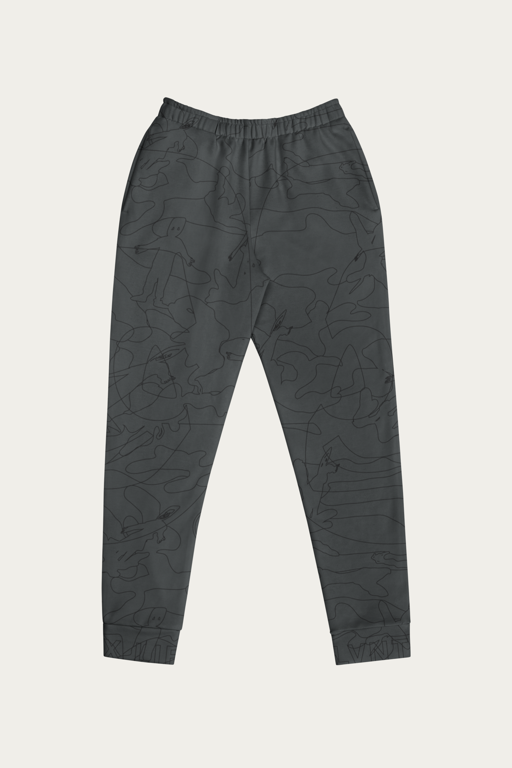 Line Art Joggers, Charcoal by Andre Blunt, shown on a Cloud White ground