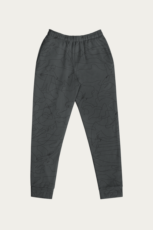 Line Art Joggers, Charcoal by Andre Blunt, shown on a Cloud White ground