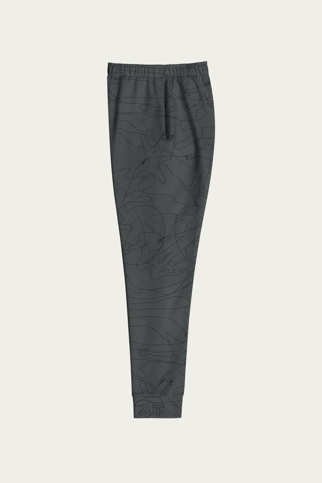 Line Art Joggers, Charcoal by Andre Blunt, from the left, on a Cloud White ground