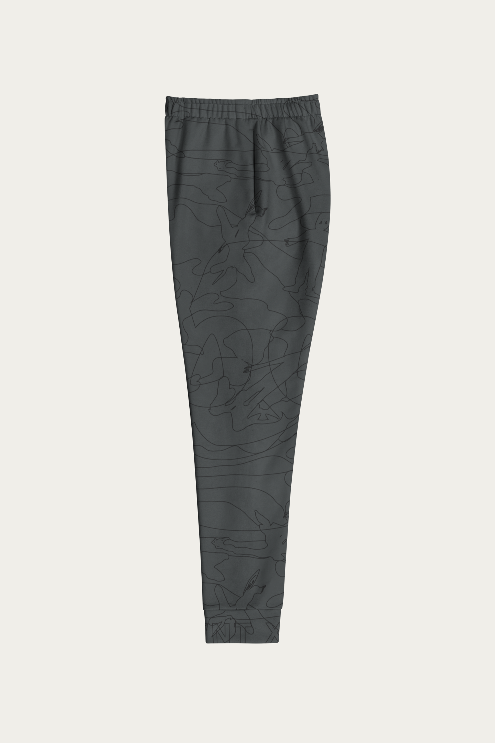 Line Art Joggers, Charcoal by Andre Blunt, from the left, on a Cloud White ground