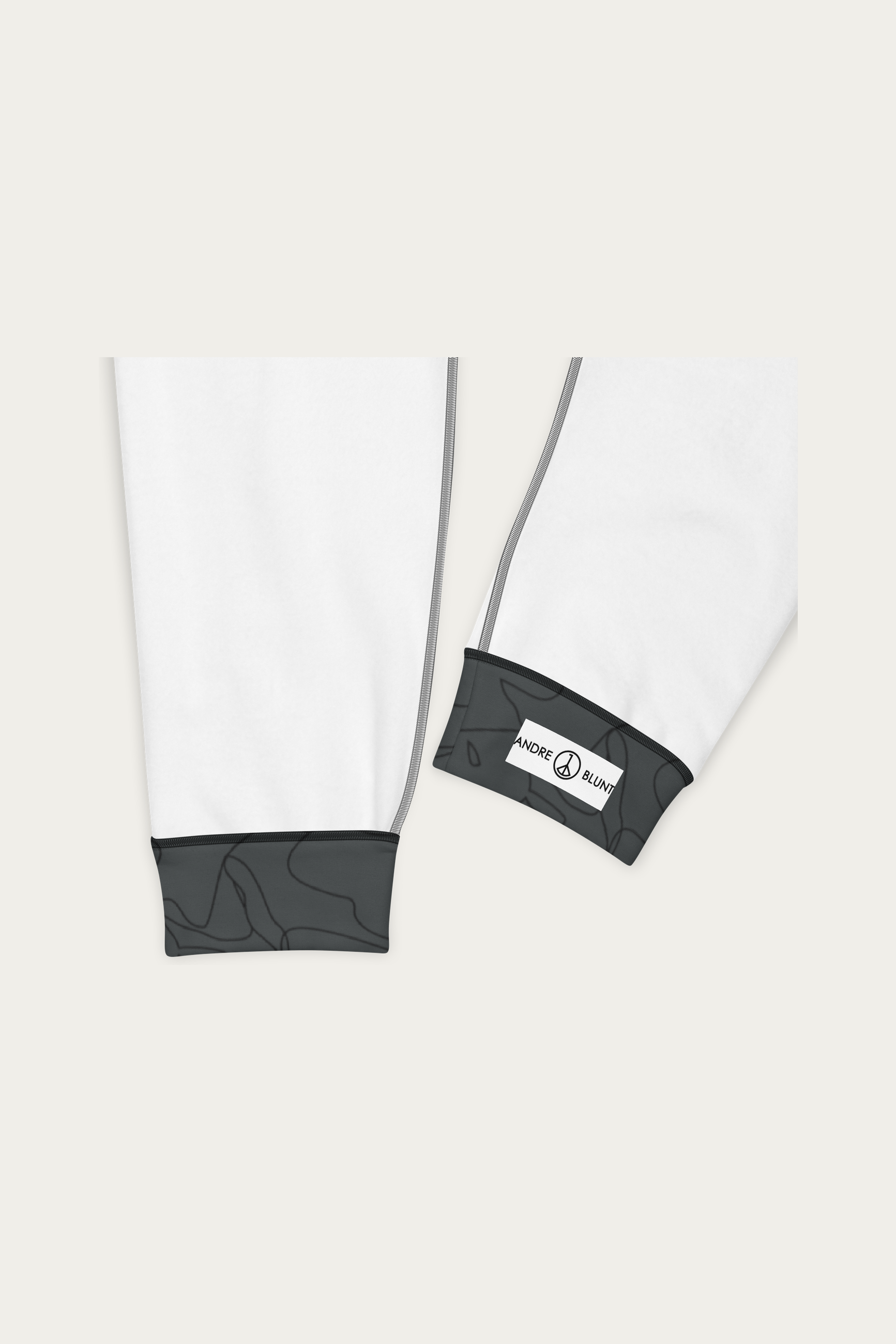 Line Art Joggers, Charcoal by Andre Blunt, detail, on a Cloud White ground