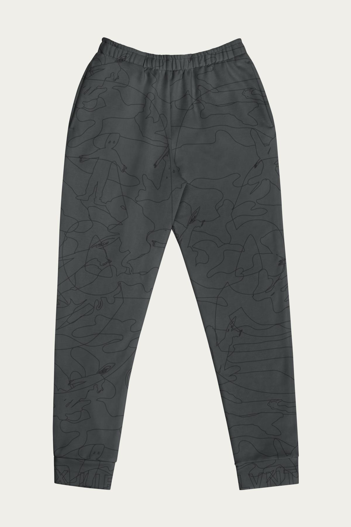 Line Art Joggers, Charcoal by Andre Blunt, shown on a Cloud White ground