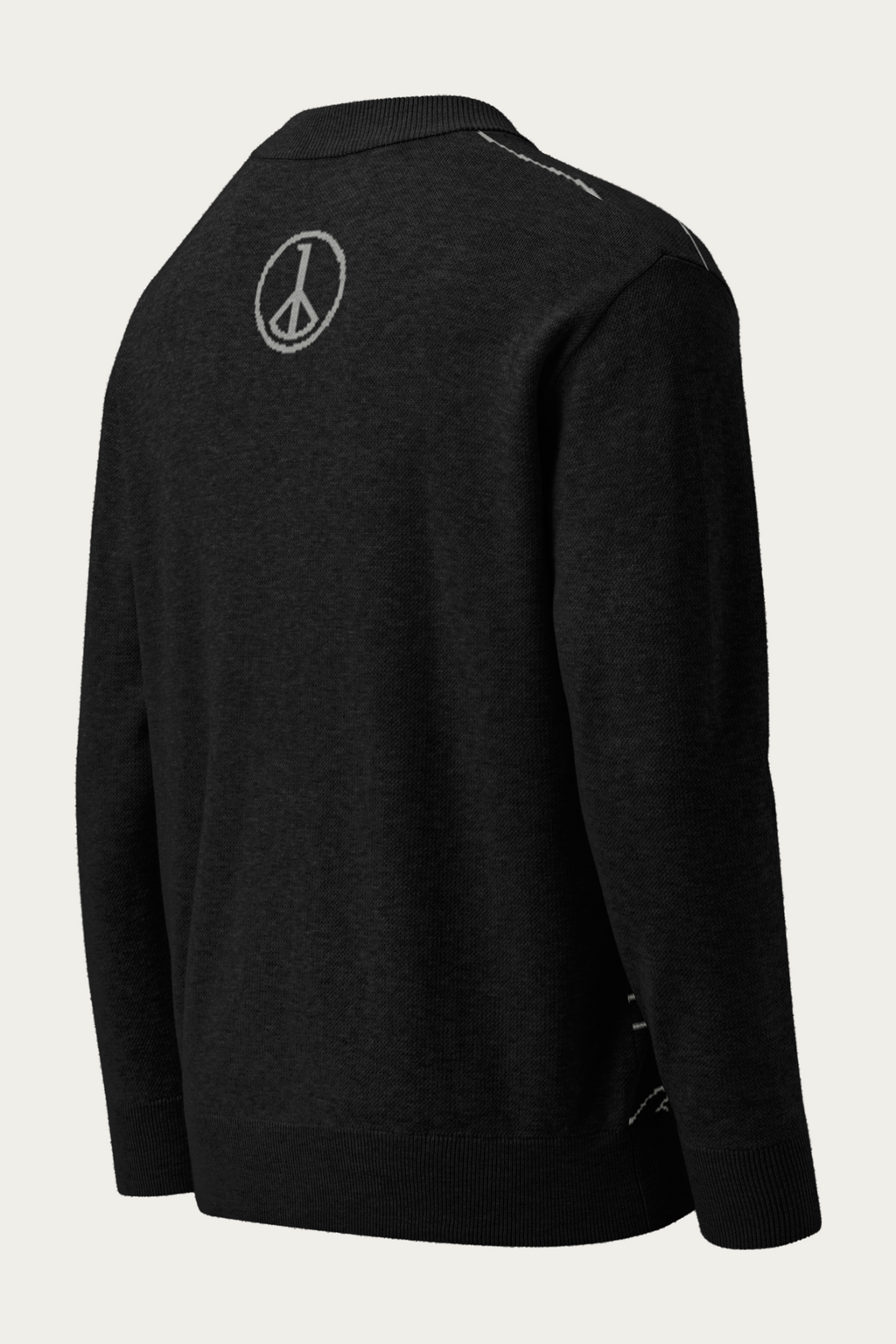 Line Art Knitted Cardigan, Black and Bone, back