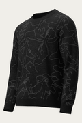 Line Art Knitted Sweater, Black Charcoal, front