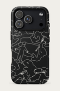 Line Art Phone Case, iPhone 18 Pro, Black and Bone, front