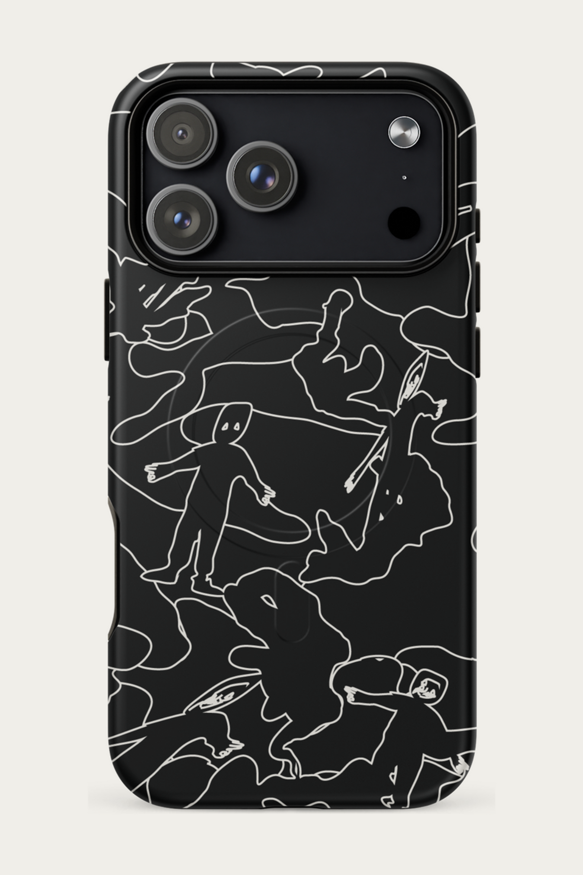 Line Art Phone Case, iPhone 18 Pro Max, Black and Bone, front