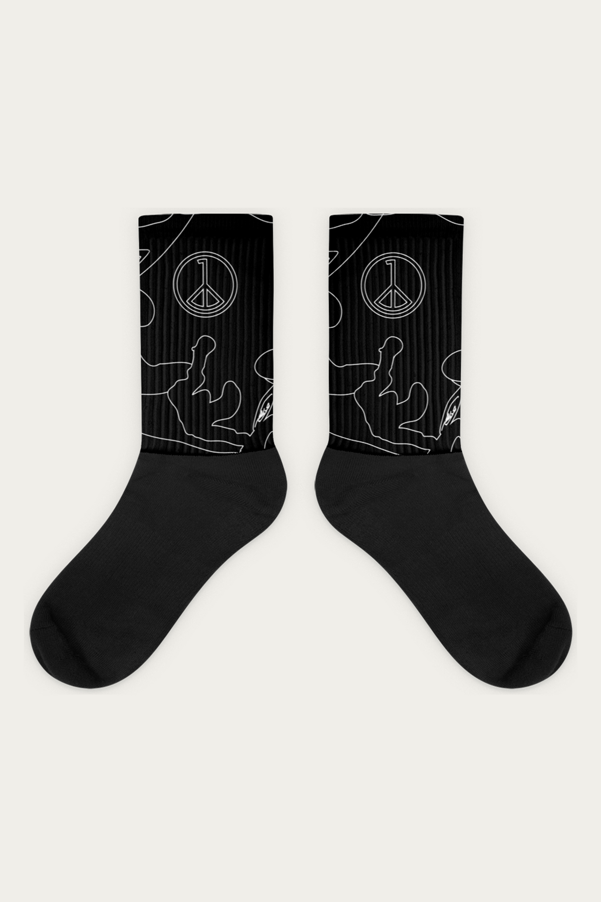 Line Art Socks, Black and Bone, detail