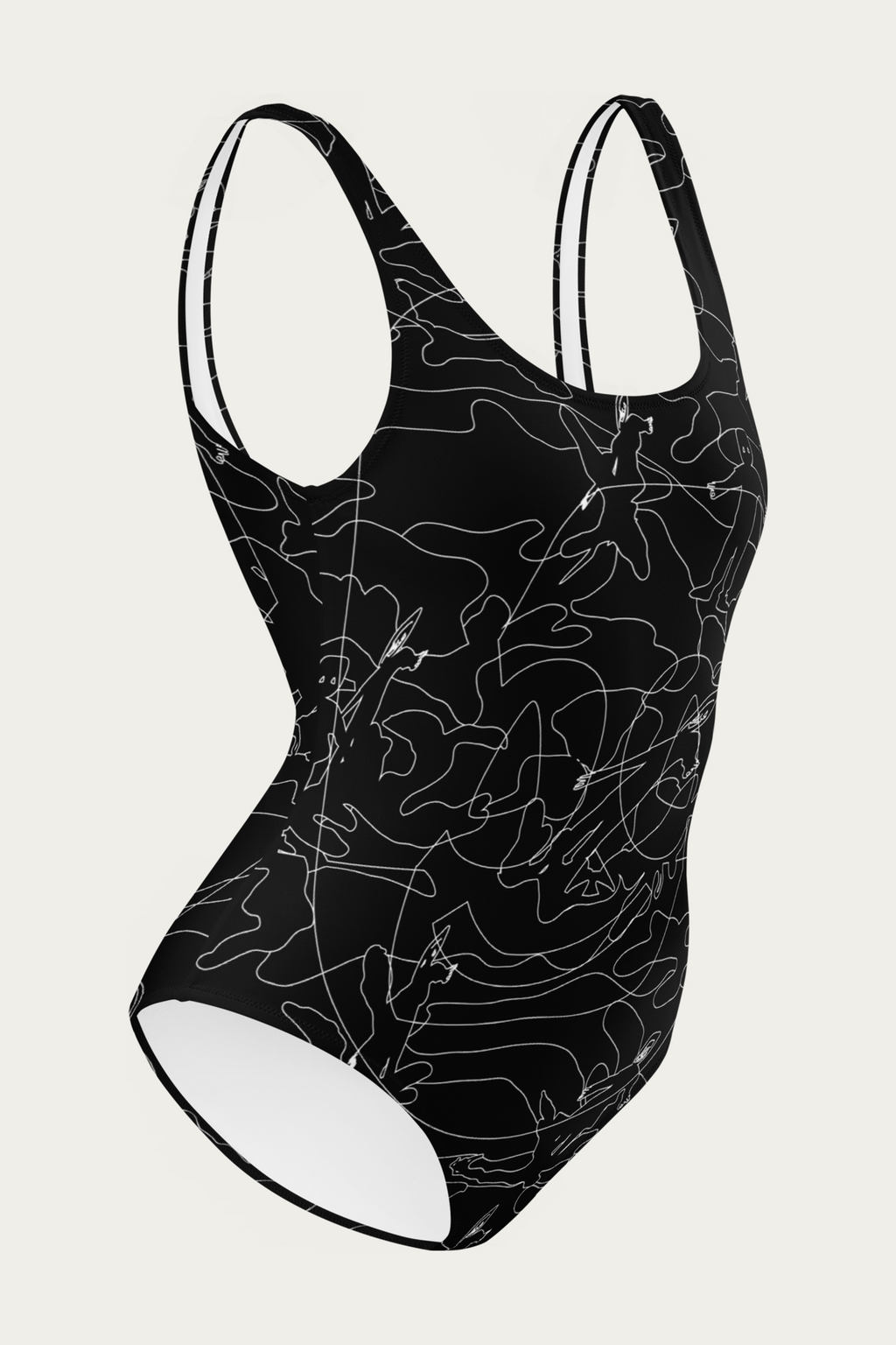 Andre Blunt Line Art swimsuit in black, right side