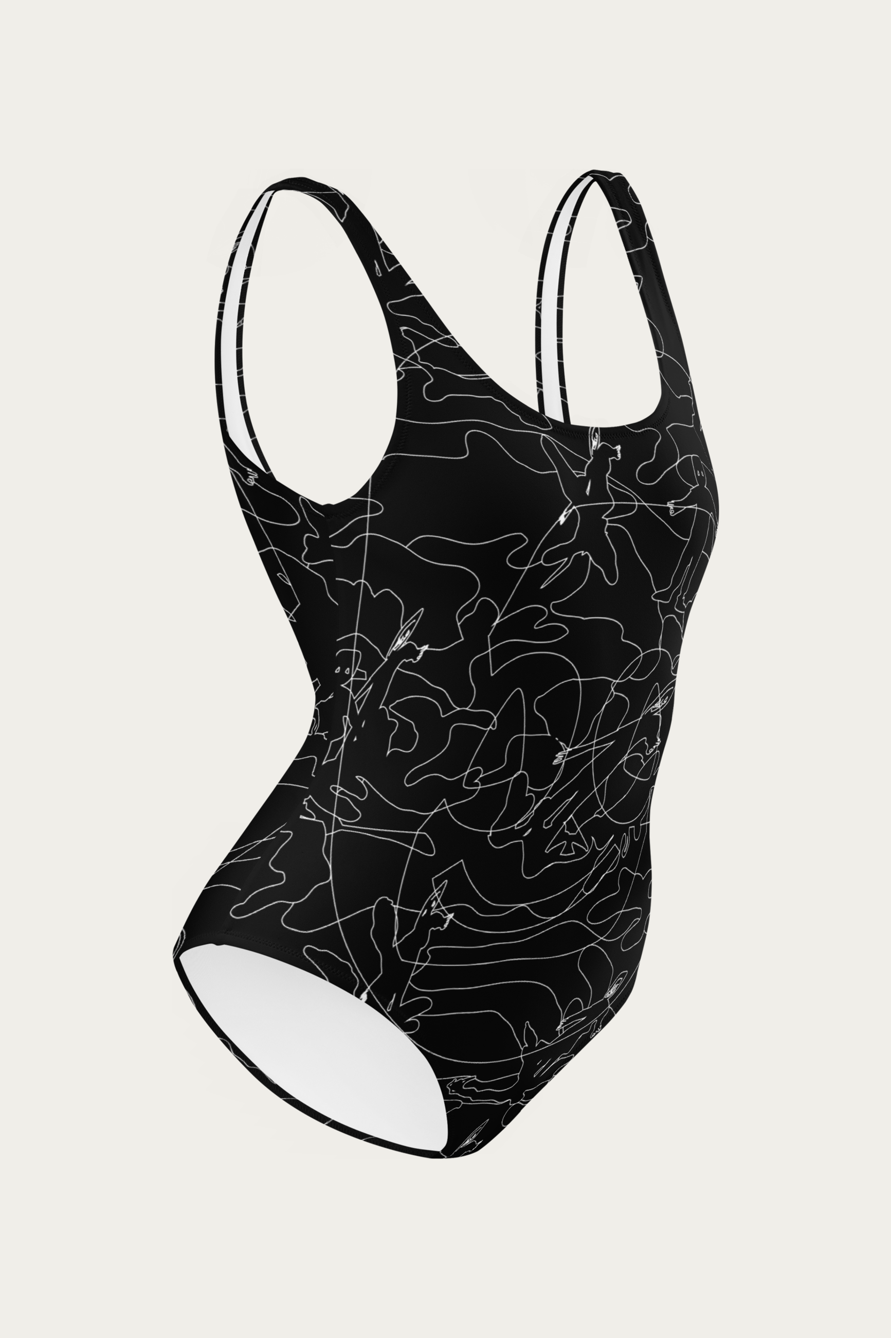 Andre Blunt Line Art swimsuit in black, right side