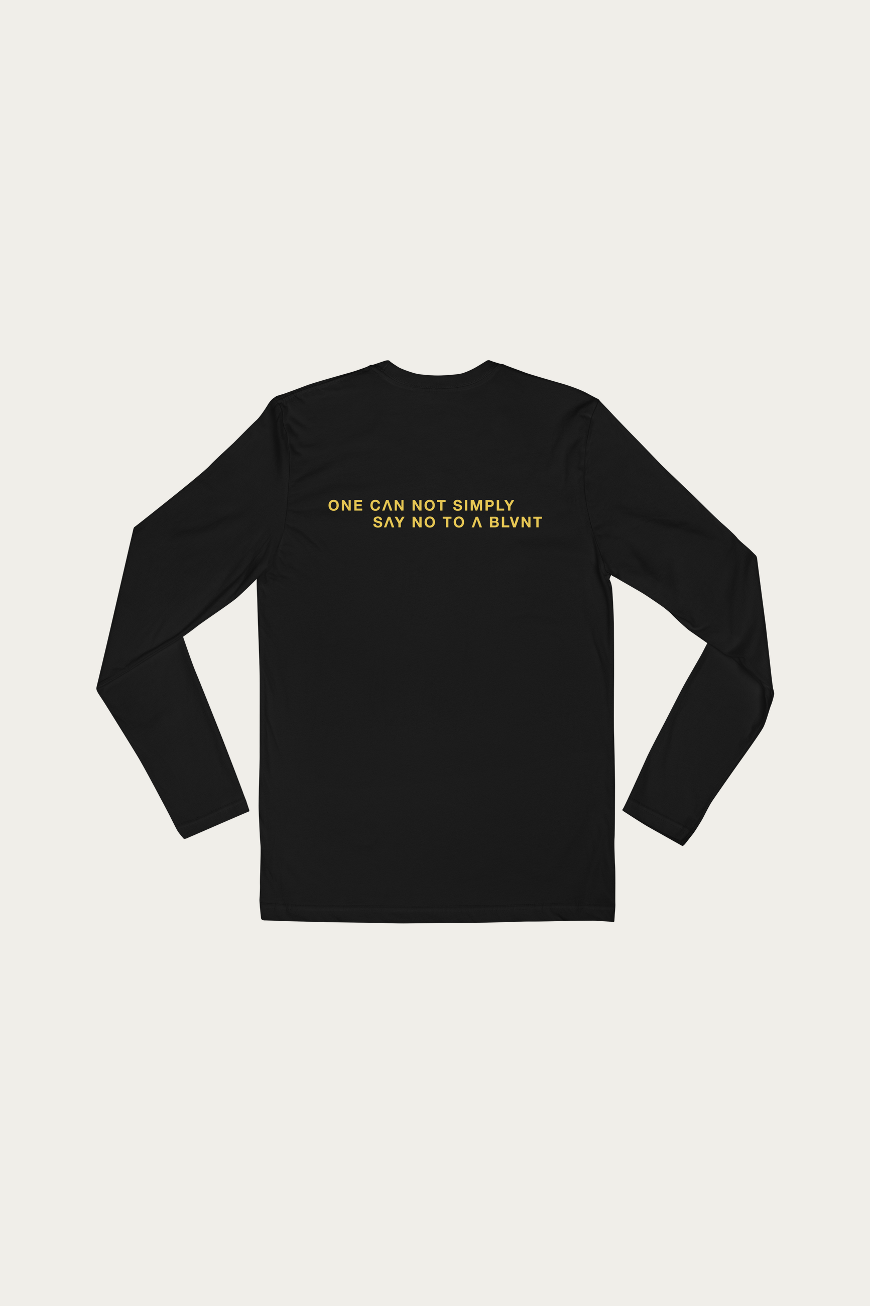 Long-Sleeve Tee, Black by Andre Blunt, from the back, on a Cloud White ground