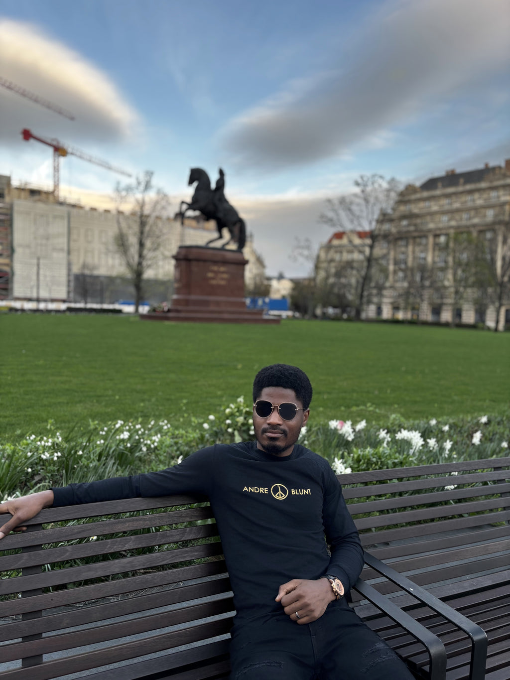 Andre Blunt long-sleeve tee in black, editorial