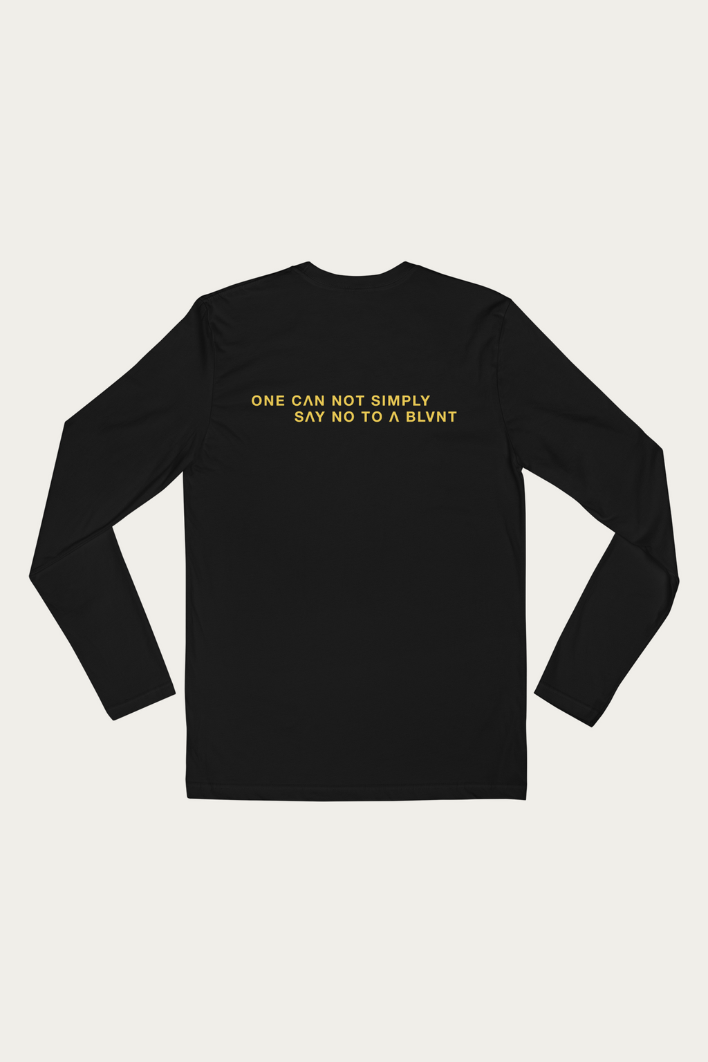 Long-Sleeve Tee, Black by Andre Blunt, from the back, on a Cloud White ground