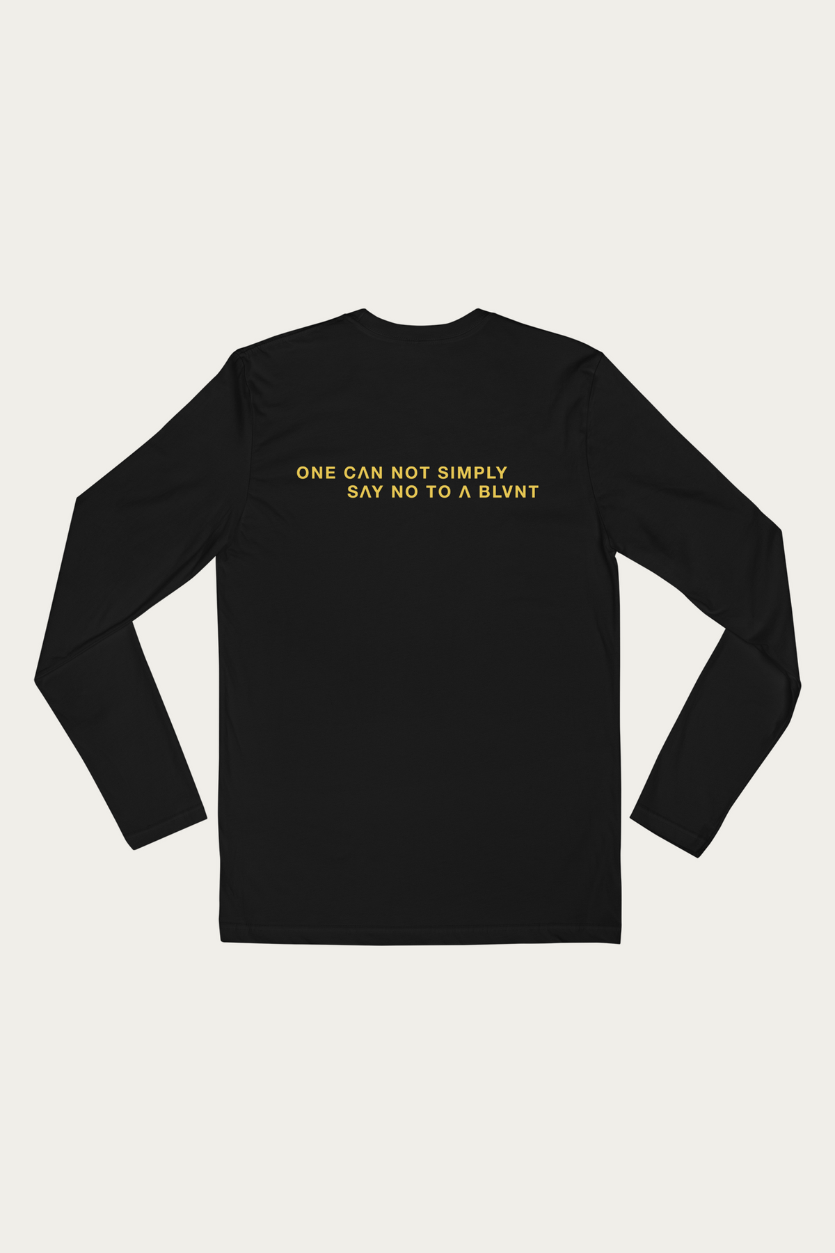Long-Sleeve Tee, Black by Andre Blunt, from the back, on a Cloud White ground