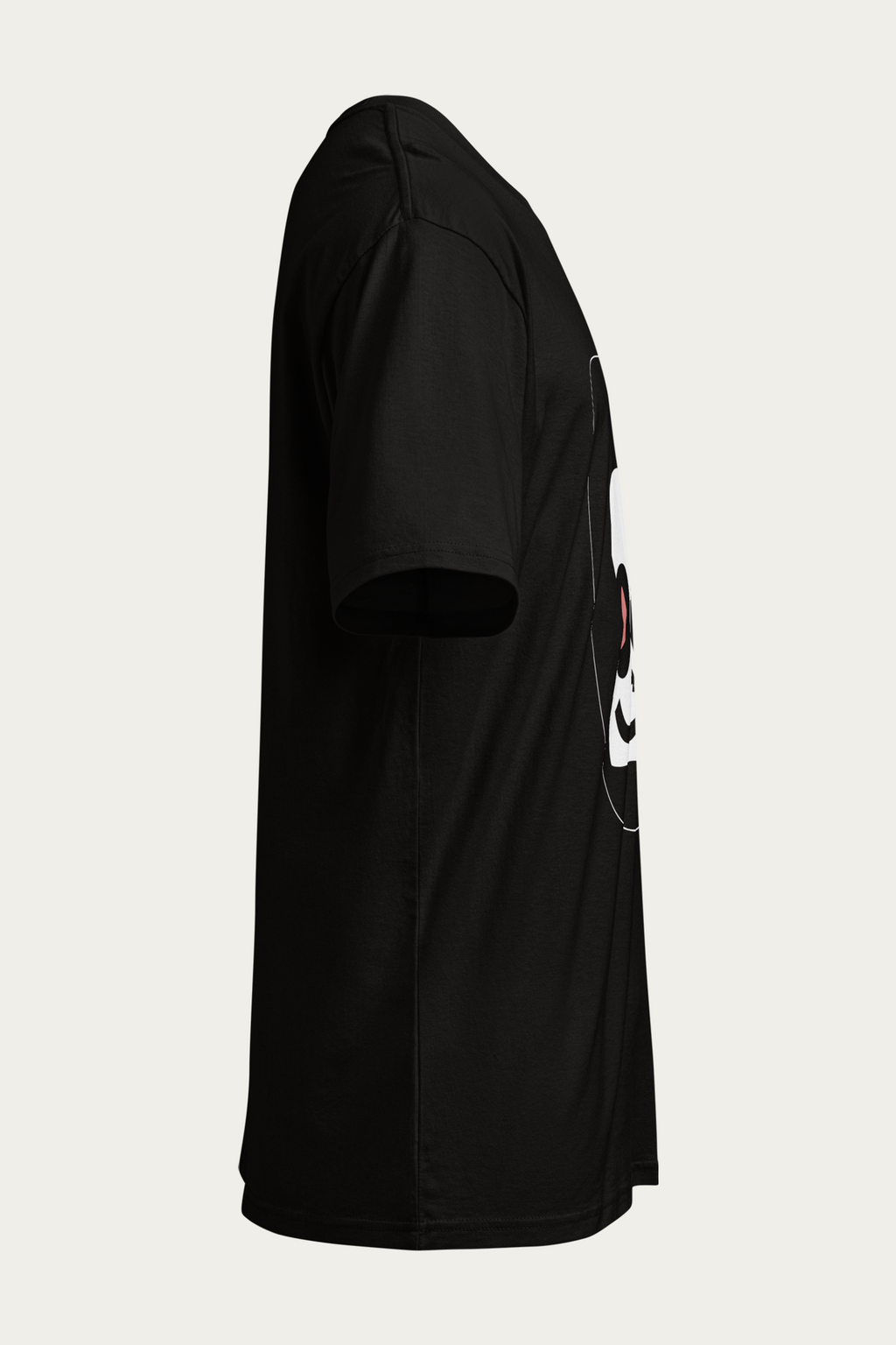 Mascot Drop-Shoulder Tee, Black by Andre Blunt, from the right, on a Cloud White ground