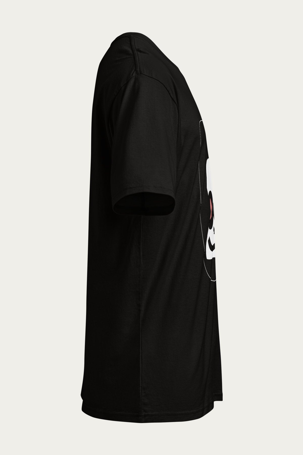 Mascot Drop-Shoulder Tee, Black by Andre Blunt, from the right, on a Cloud White ground