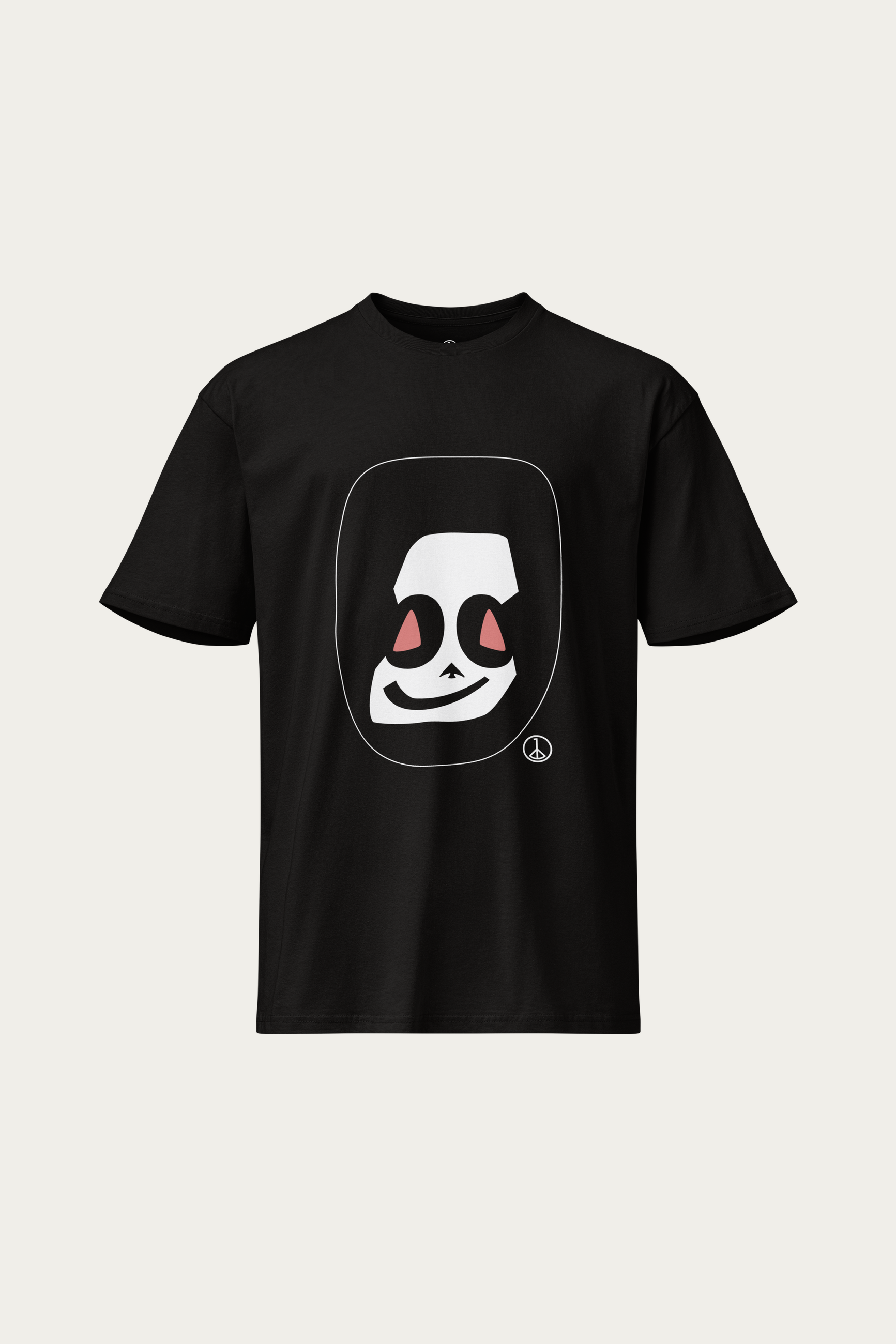 Mascot Drop-Shoulder Tee, Black by Andre Blunt, shown on a Cloud White ground