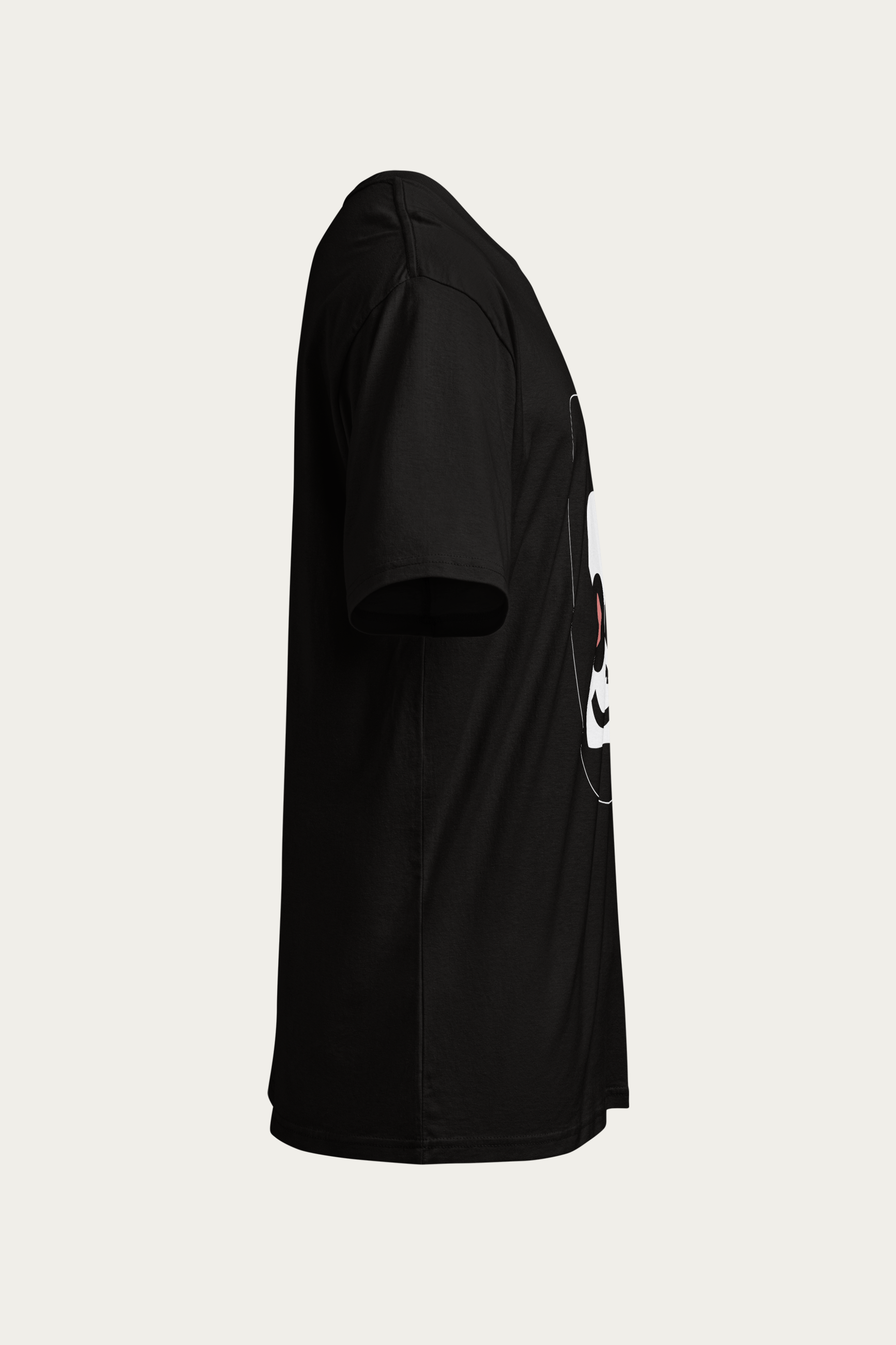 Mascot Drop-Shoulder Tee, Black by Andre Blunt, from the right, on a Cloud White ground