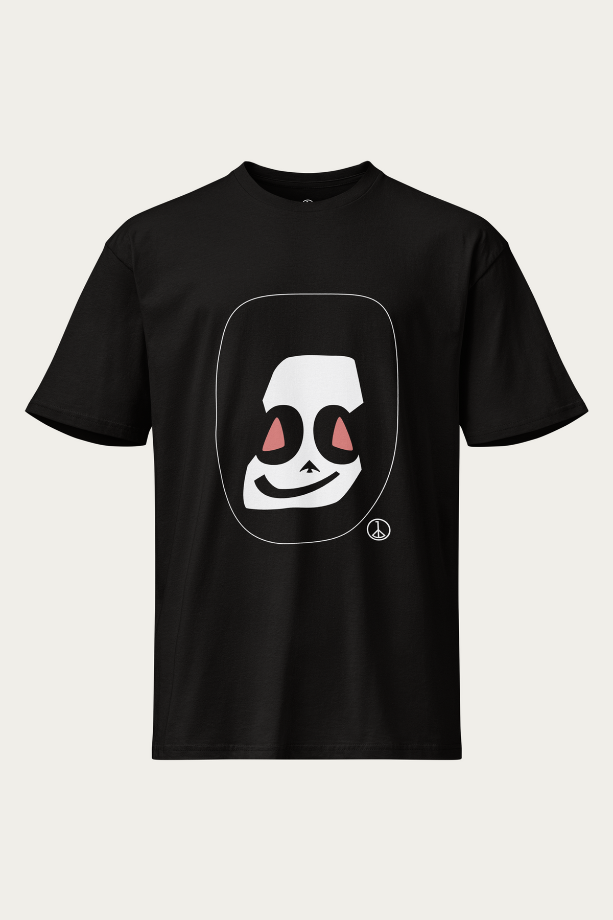 Mascot Drop-Shoulder Tee, Black by Andre Blunt, shown on a Cloud White ground